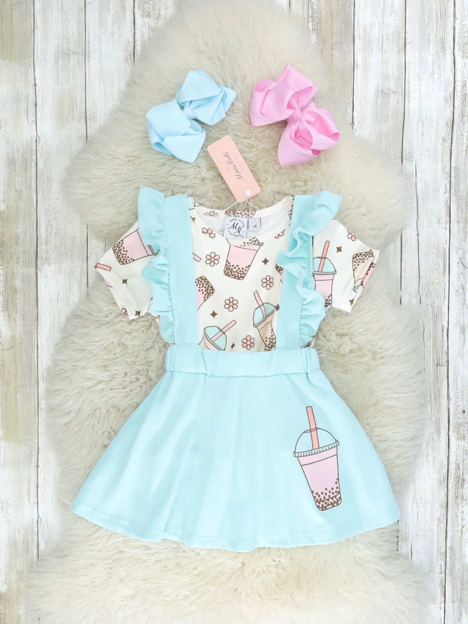 Boba Top & Suspender Skirt Set