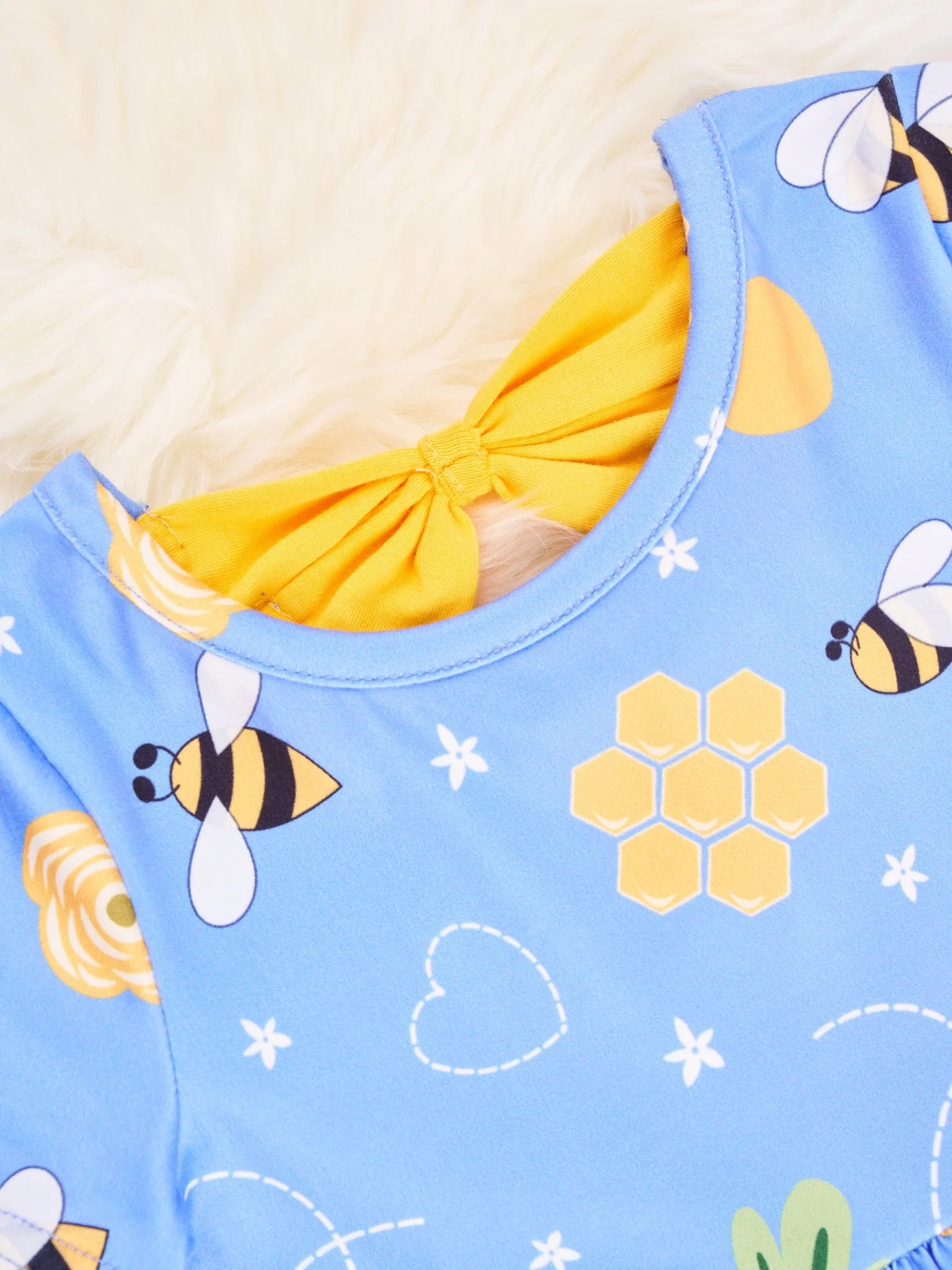 Bold Bees Ruffle Dressy Romper - Image 4