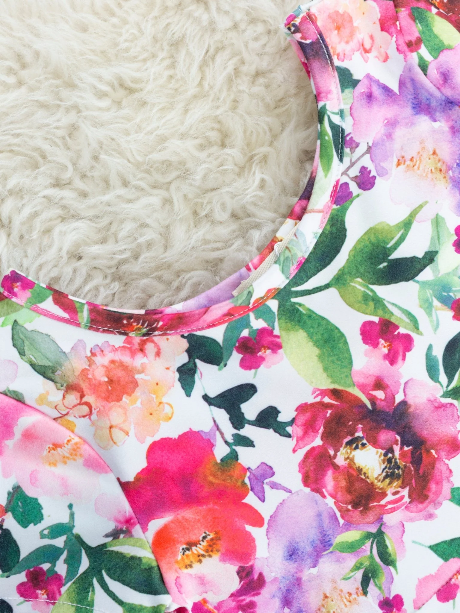 Bold Fuchsia Watercolor Floral Swing Dress - Image 2