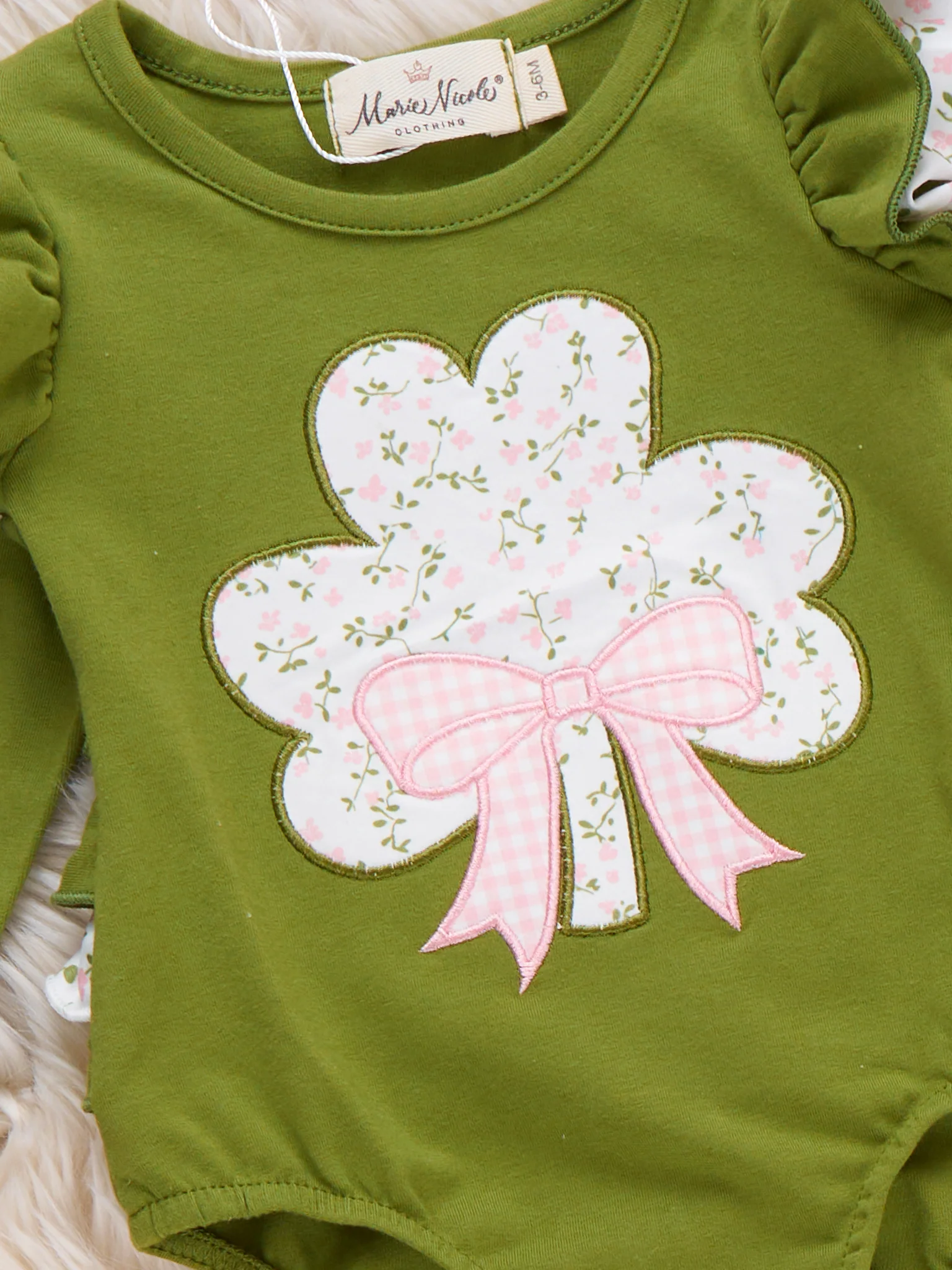 Bow Blessings Shamrock Embroidered Romper - Image 2