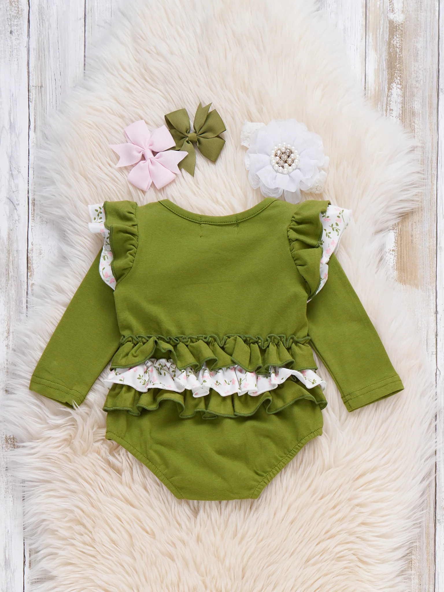 Bow Blessings Shamrock Embroidered Romper - Image 3