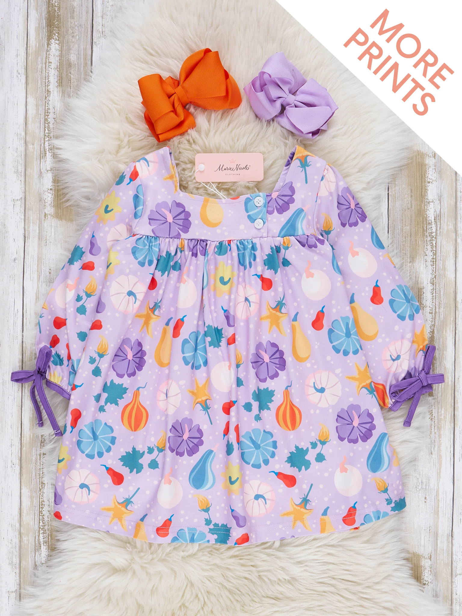 Bow Sleeve Pumpkins Dress