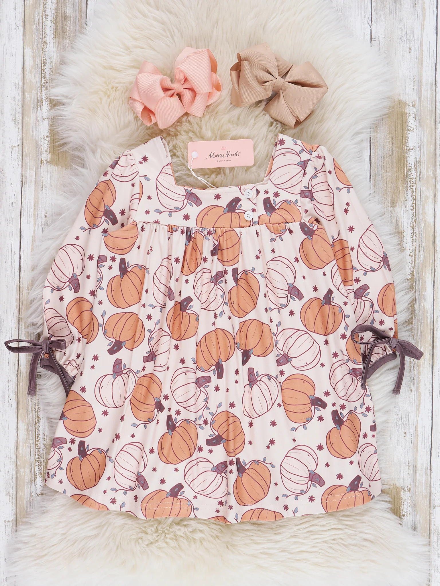 Bow Sleeve Pumpkins Dress - Image 2