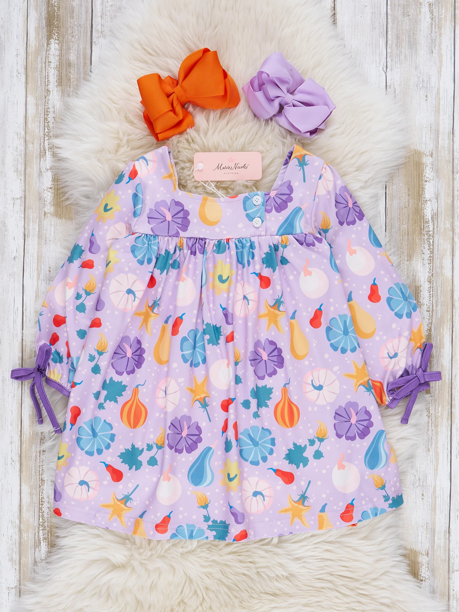 Bow Sleeve Pumpkins Dress - Image 3
