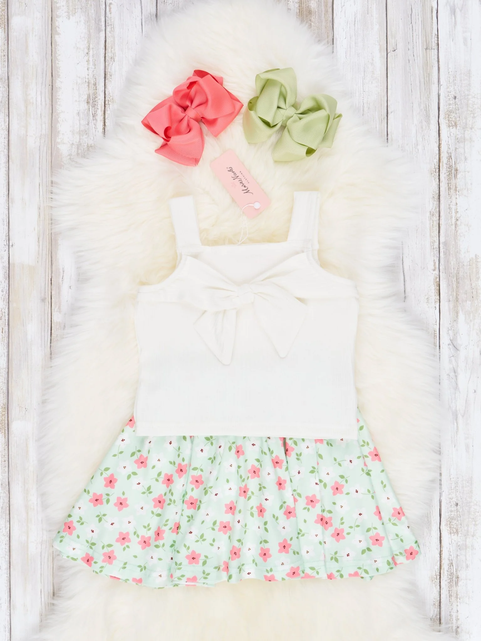 Bow Top & Floral Skirt Outfit