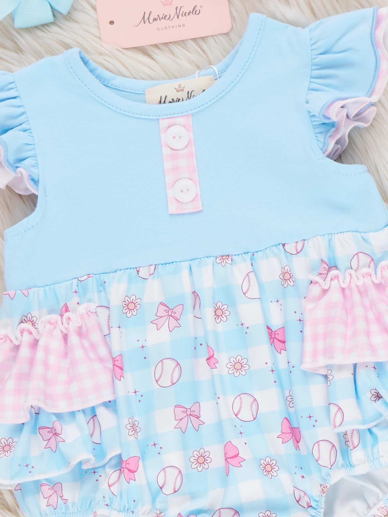 Bowtie Ballpark Ruffle Bubble Romper - Image 2