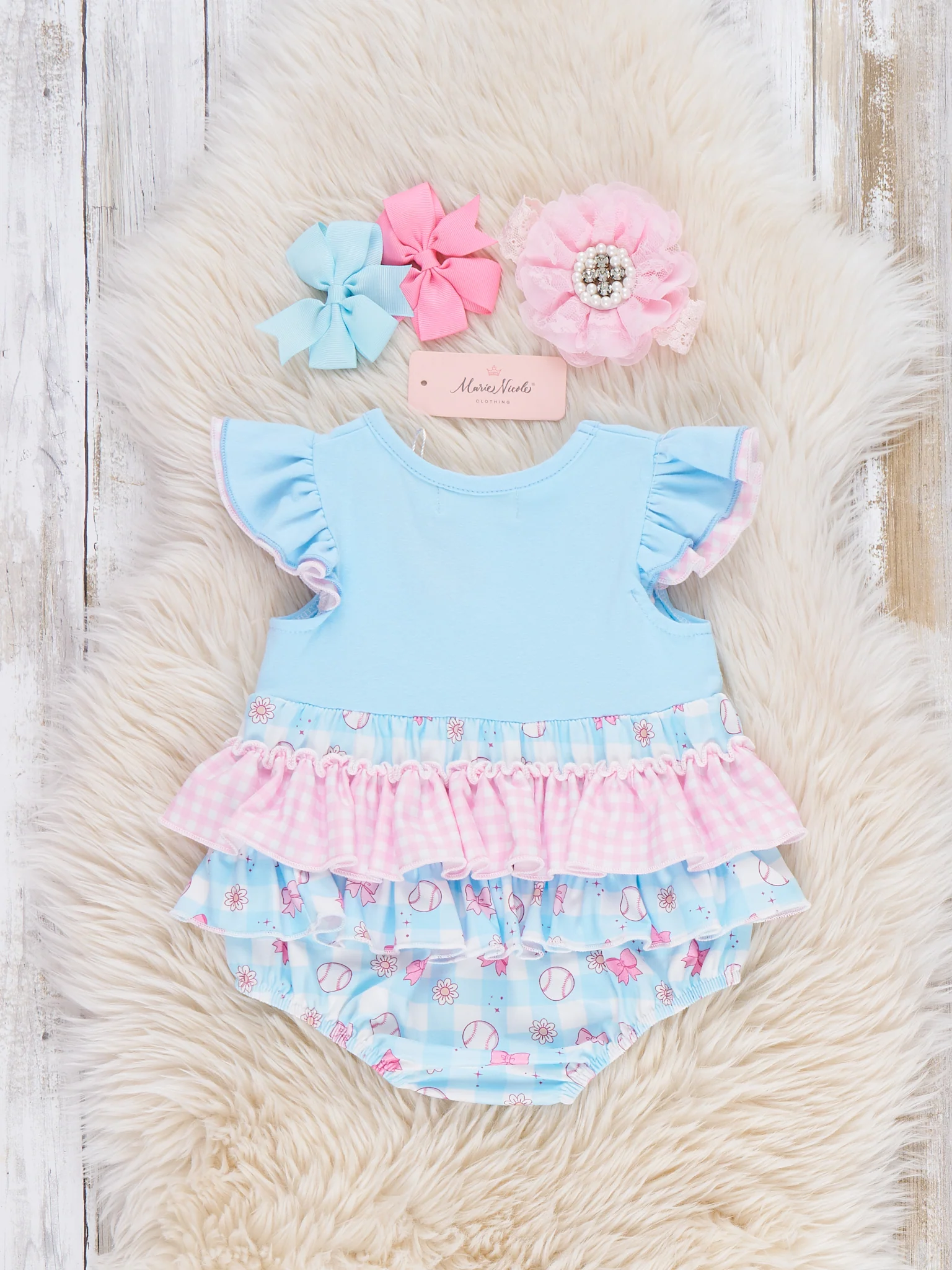 Bowtie Ballpark Ruffle Bubble Romper - Image 3