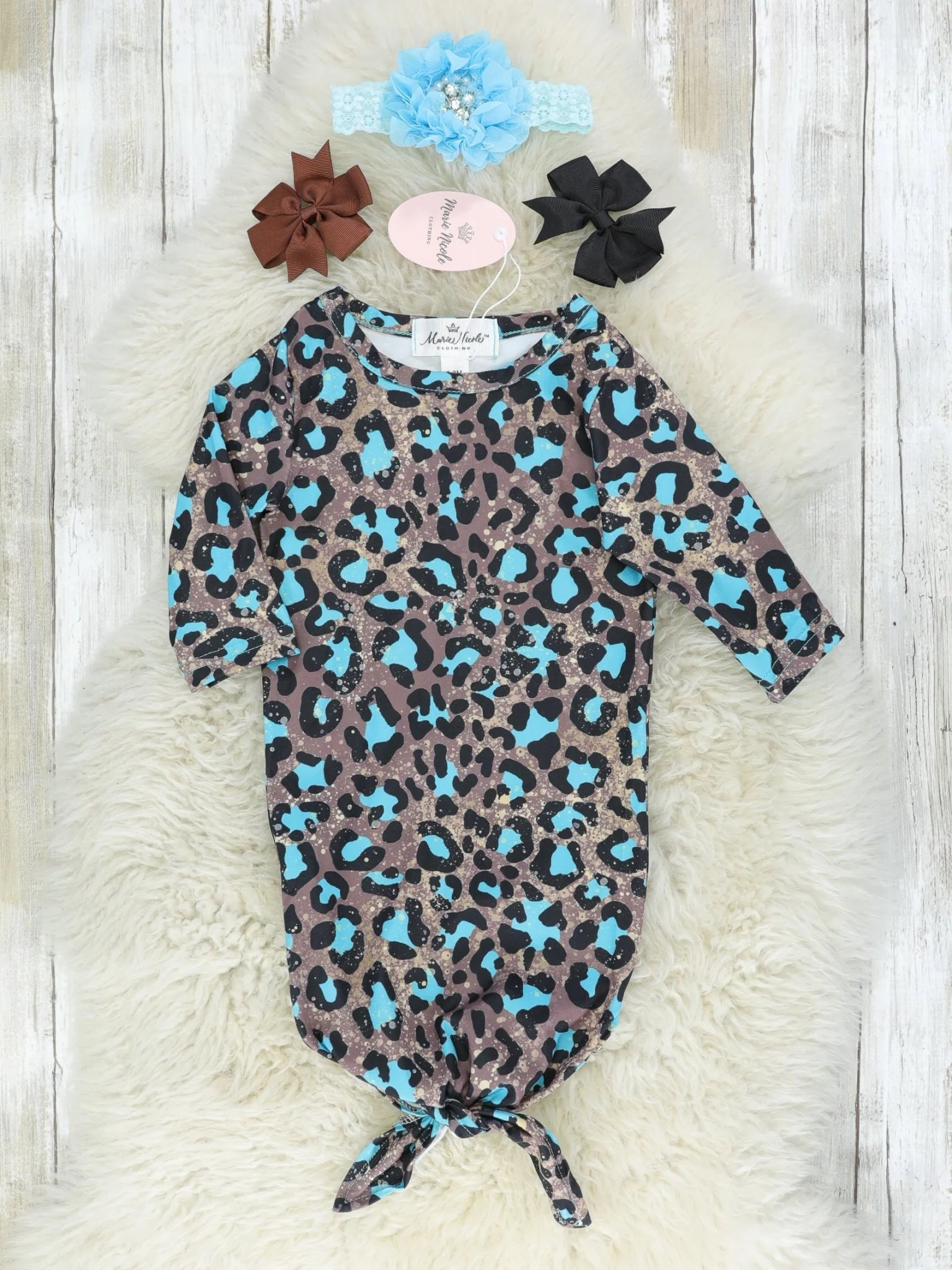 Bright Blue Leopard Knot Gown