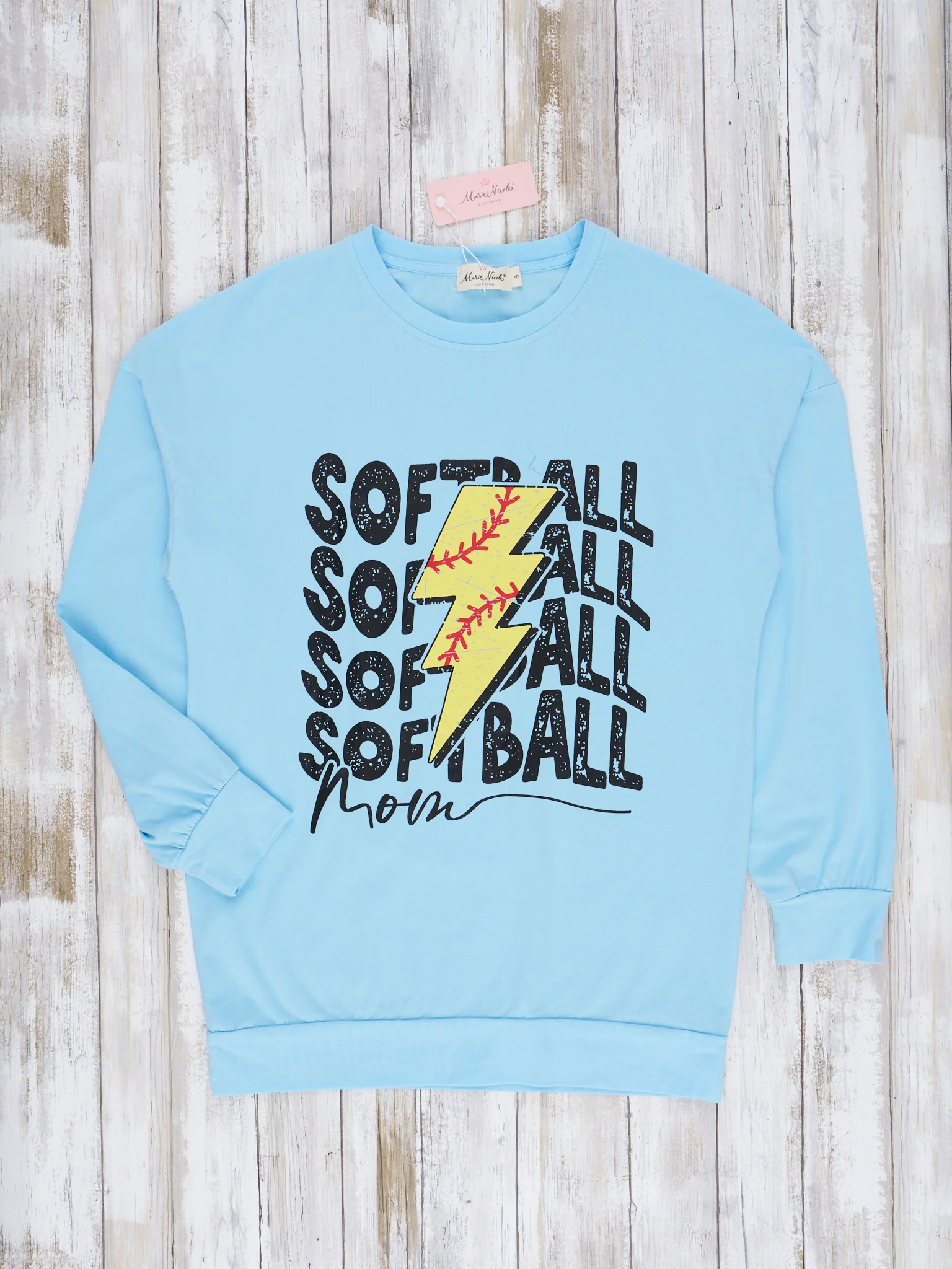 Bright Blue Mom & Me Softball Crewneck