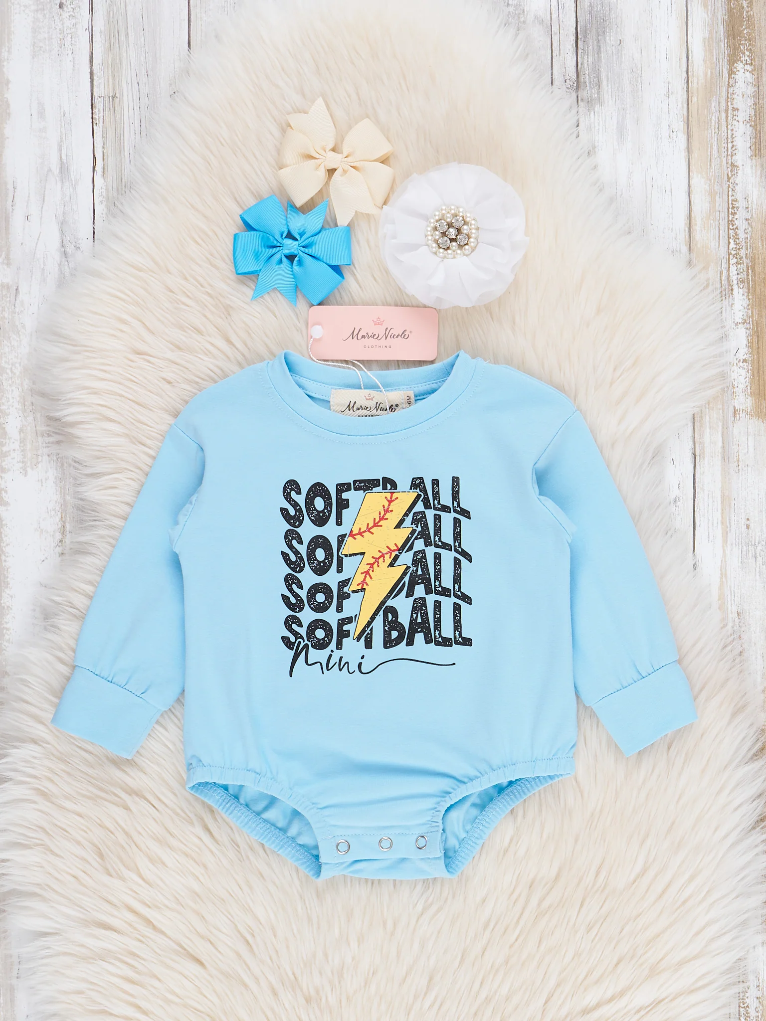 Bright Blue Mom & Me Softball Crewneck - Image 2