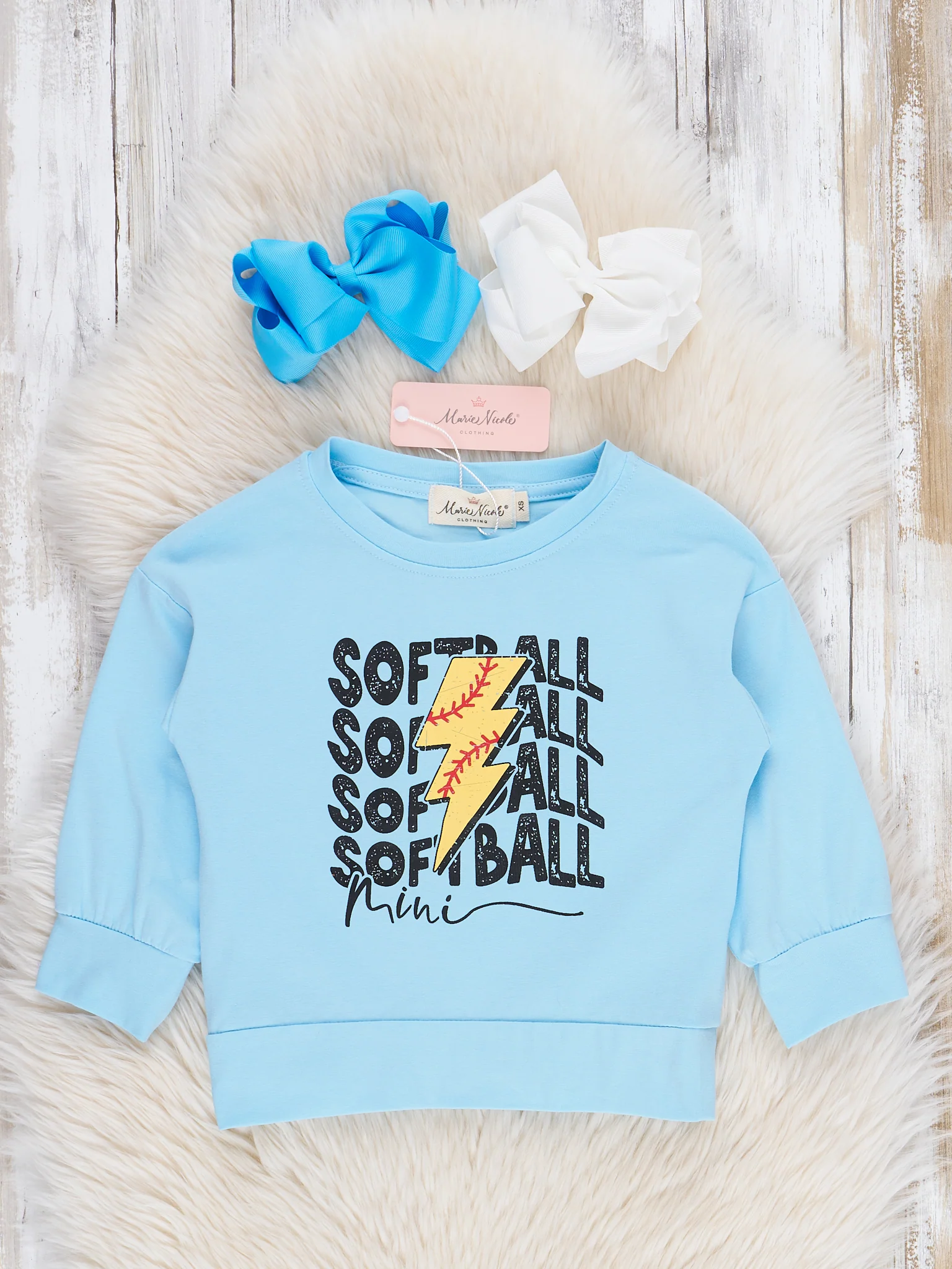 Bright Blue Mom & Me Softball Crewneck - Image 3