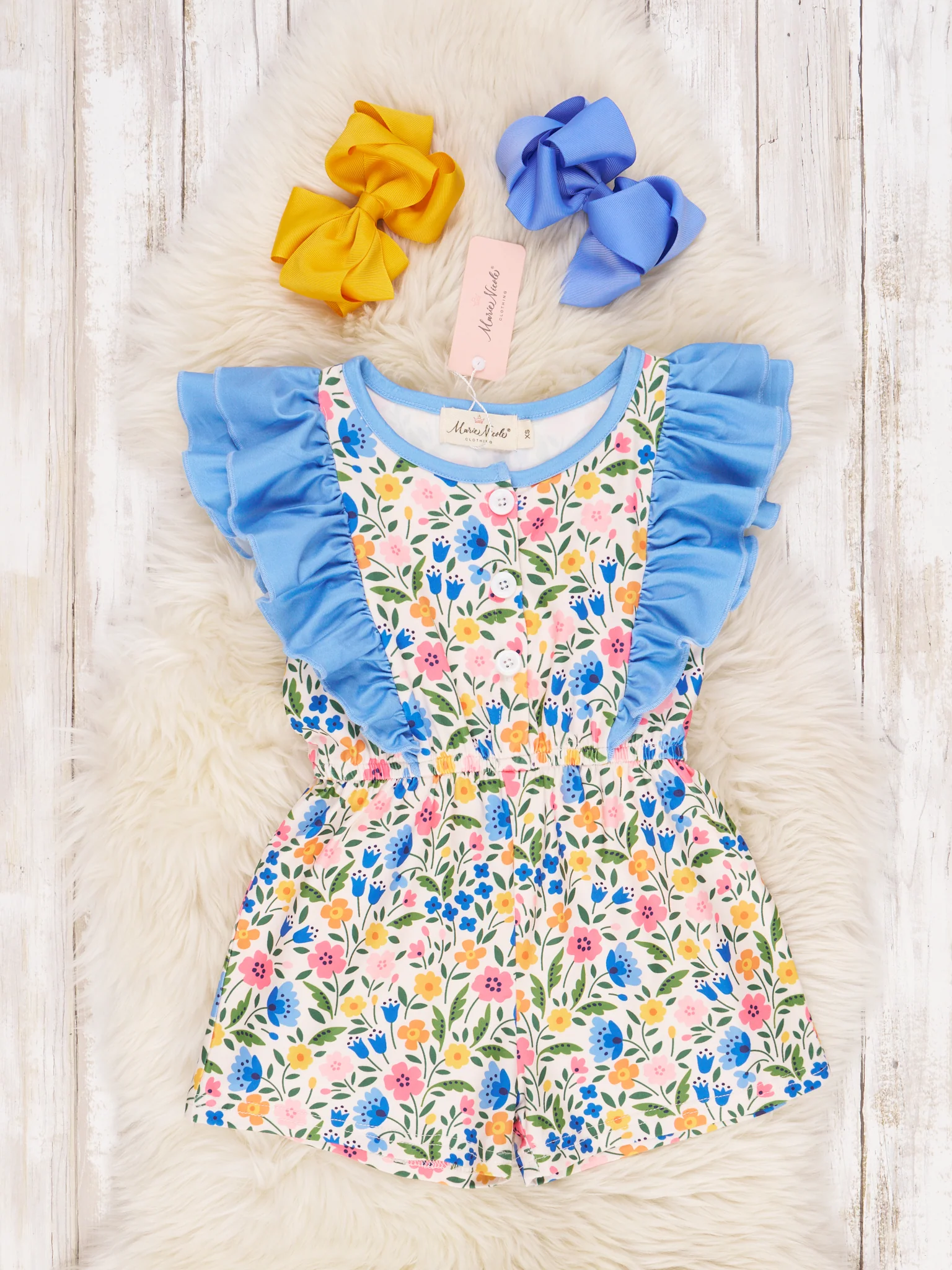 Bright Cornflower Ruffle Jumpsuit