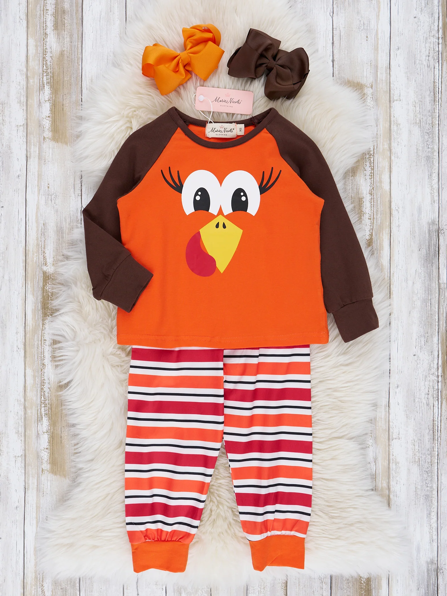 Bright Orange Stripes Turkey Pajamas - Image 2