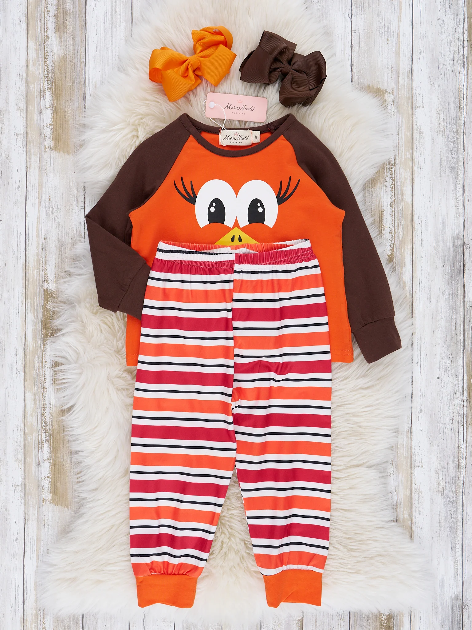 Bright Orange Stripes Turkey Pajamas - Image 3