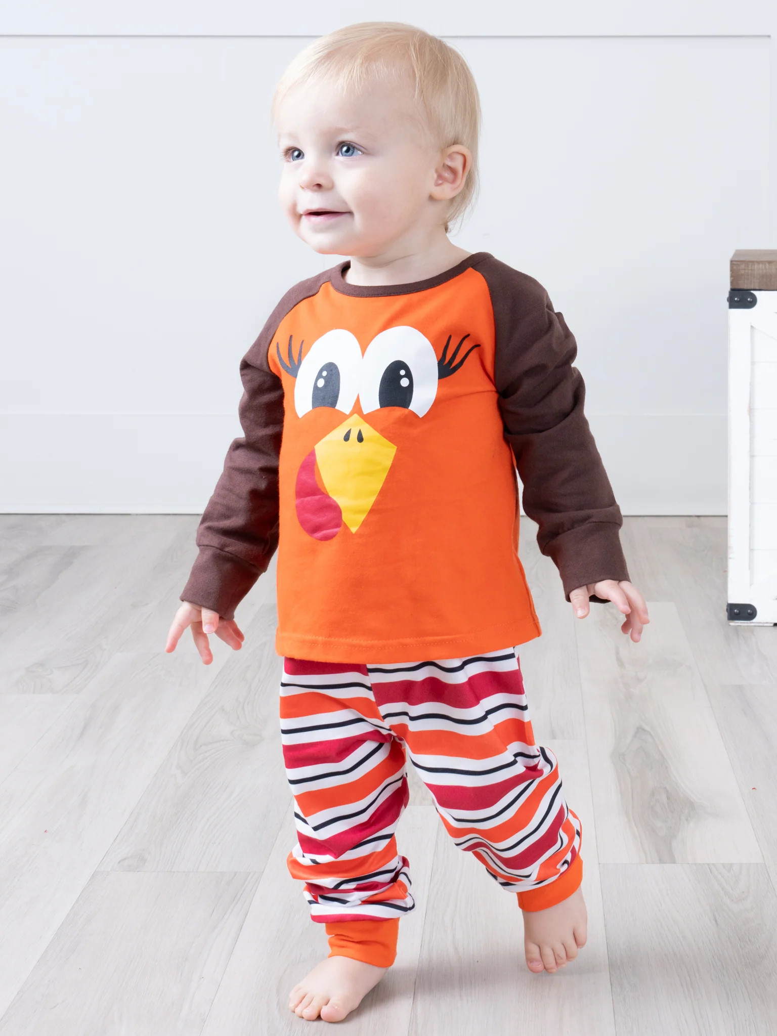 Bright Orange Stripes Turkey Pajamas - Image 4