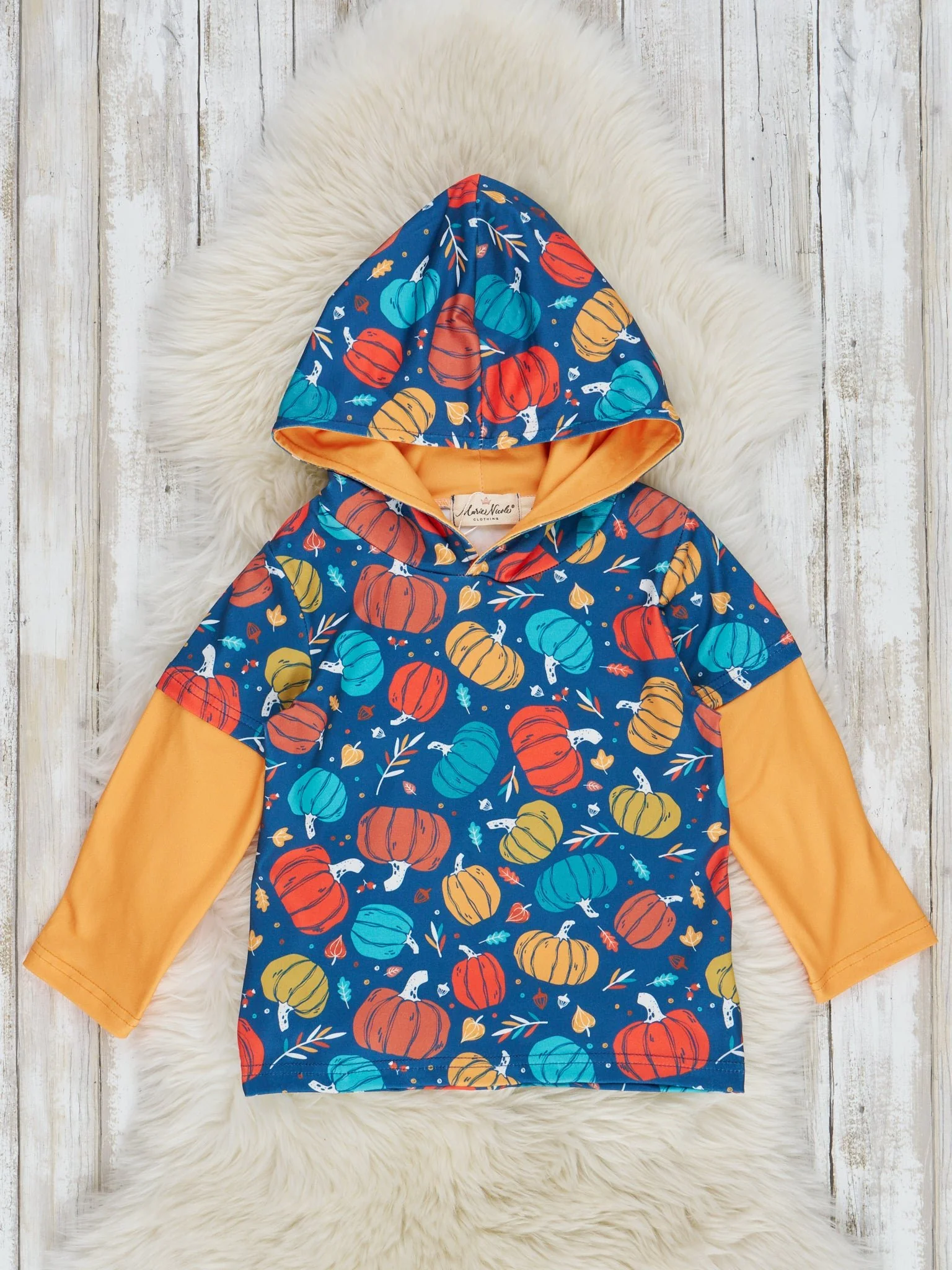 Bright Pumpkin Joy Hooded Shirt