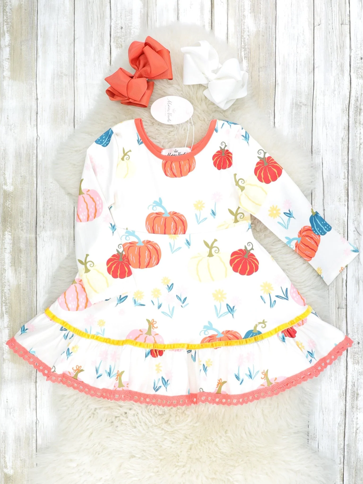 Bright Pumpkin Ruffle Dress