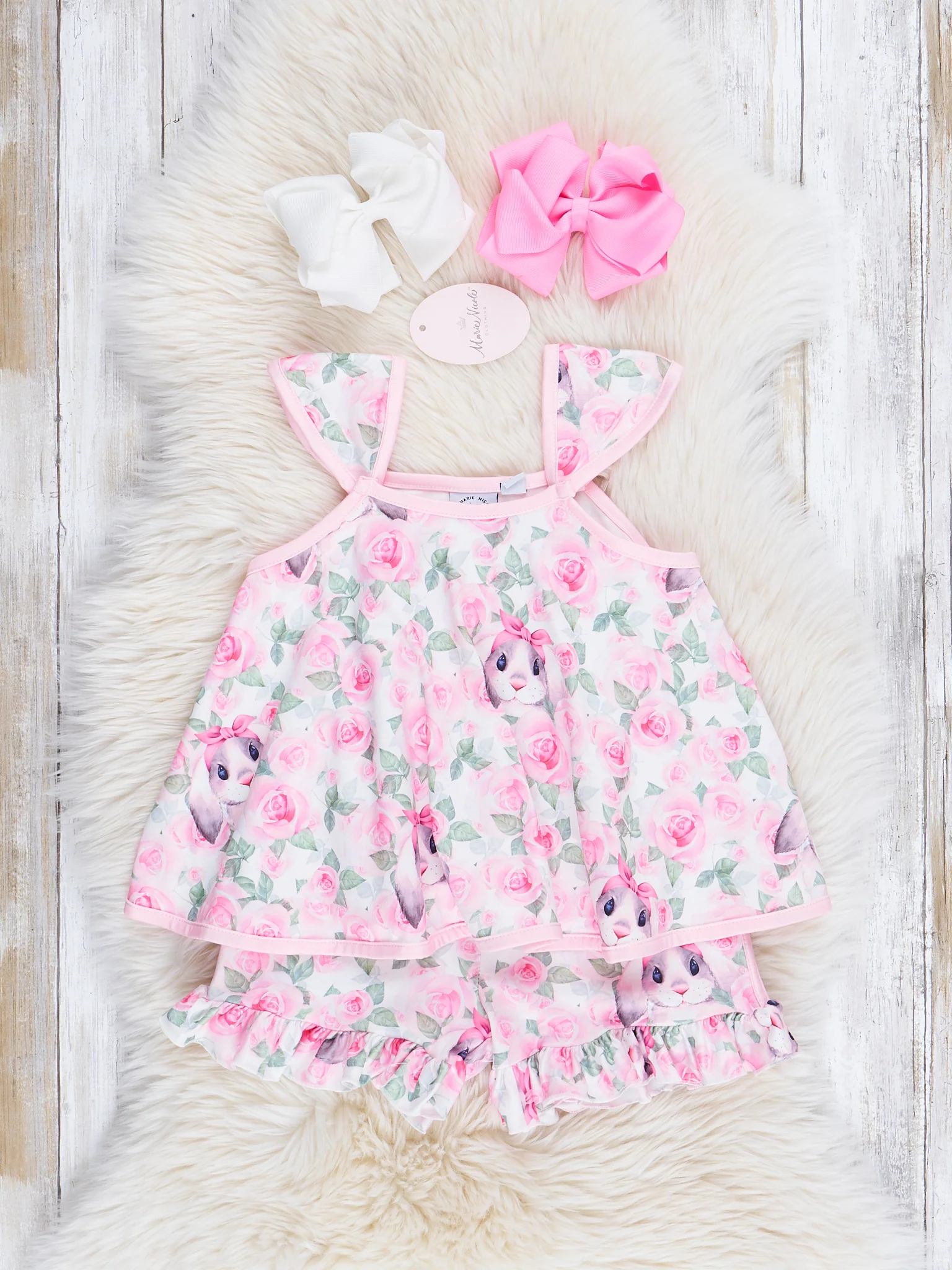 Bright Rose Bunny Tank Outfit - Image 2