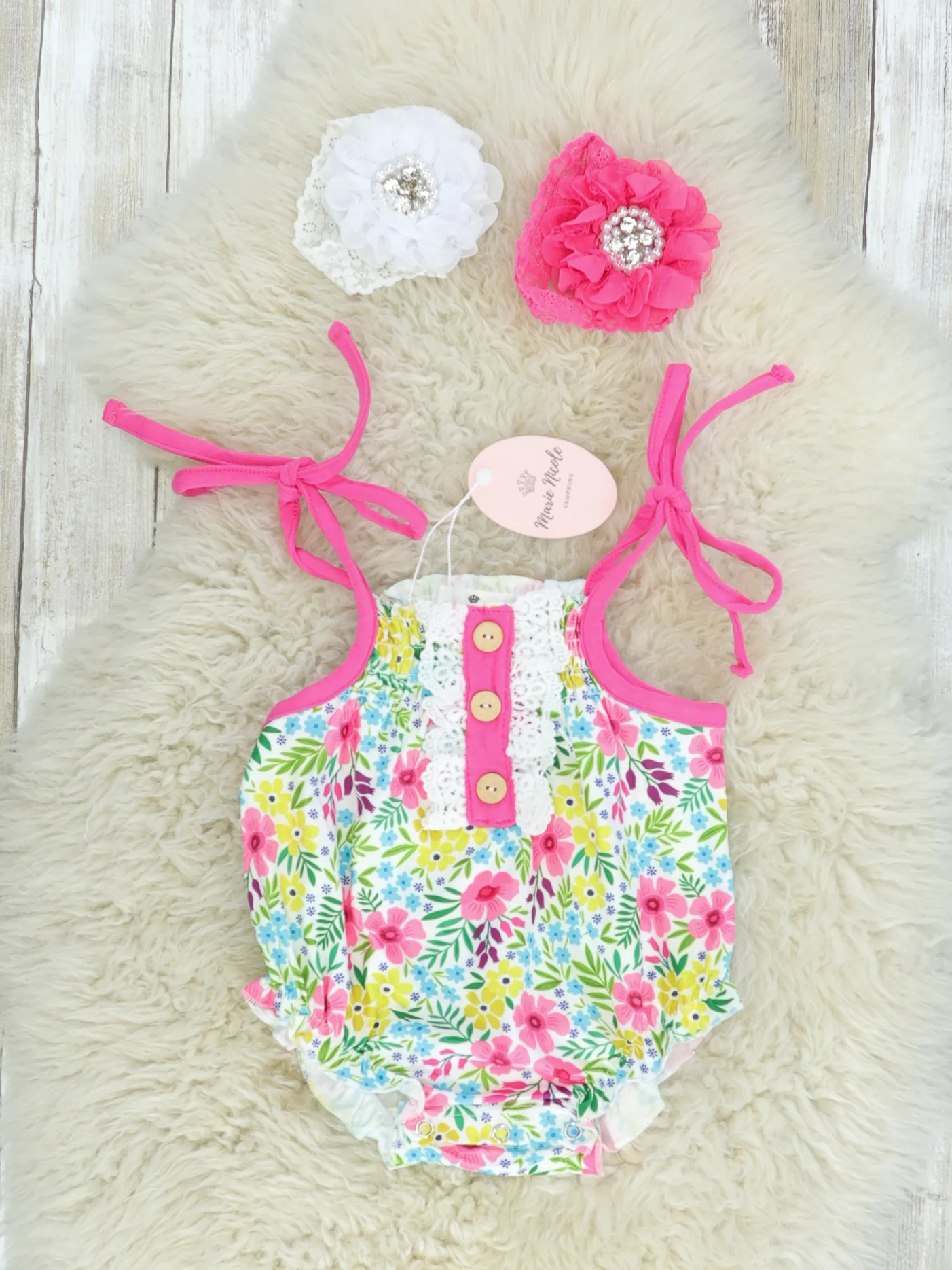 Bright Spring Floral Tie Bubble Romper