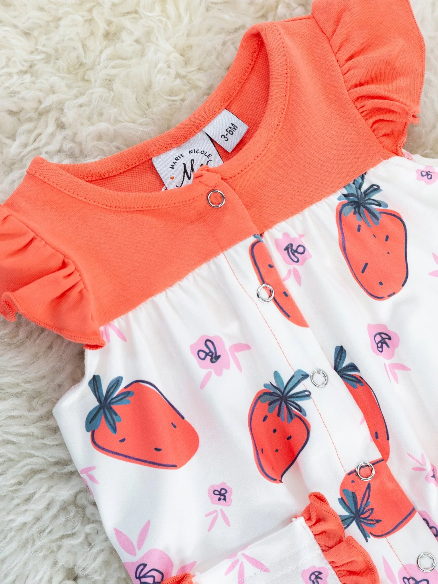 Bright Strawberry Ruffle Romper - Image 2