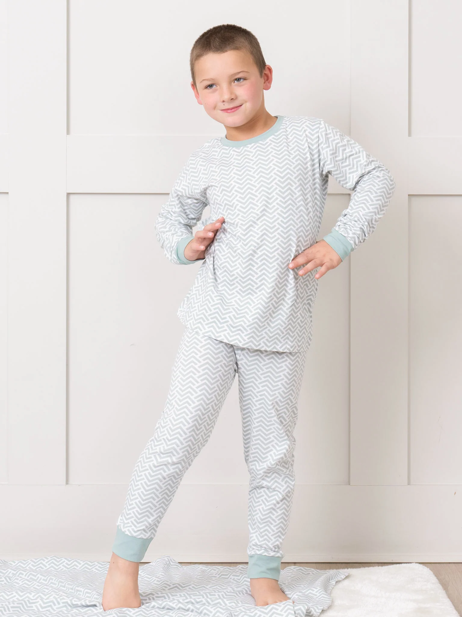 Broken Chevron Stripe Pajama Set - Boys & Girls - Image 7