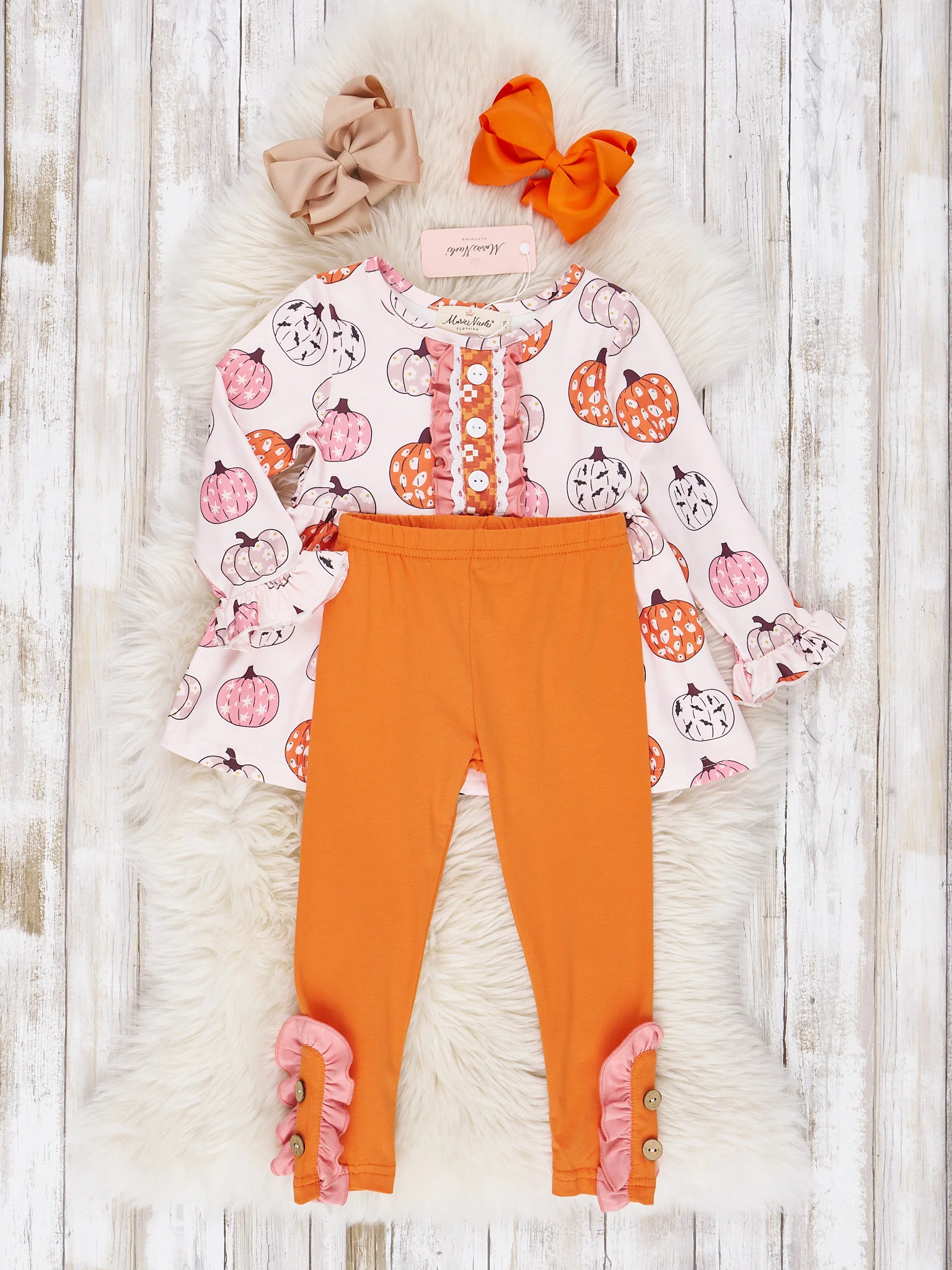 Bronze Pumpkin Country Halloween Ruffle Outfit - Image 2