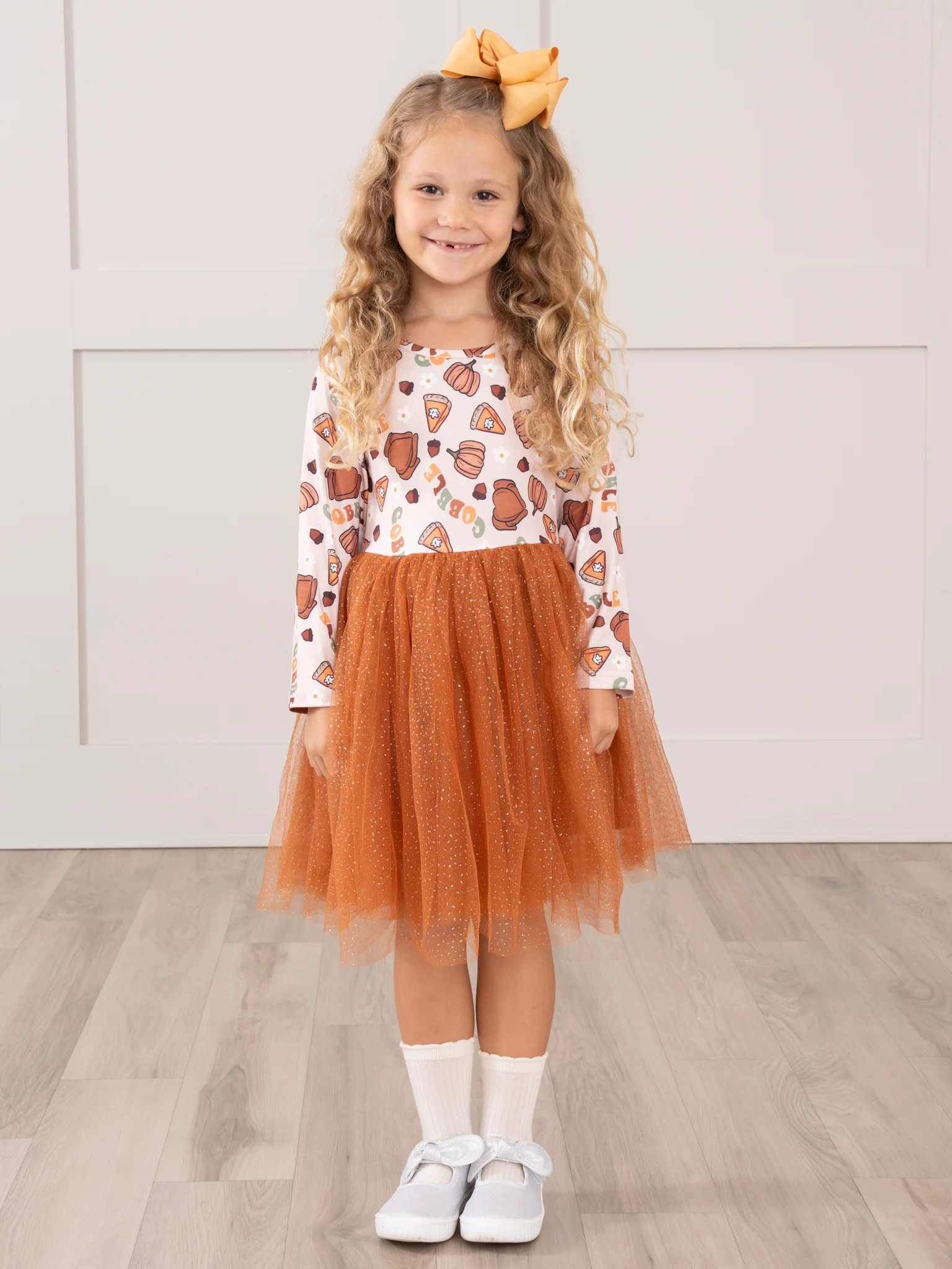 Bronze Thanksgiving Sparkle Tulle Dress - Image 3