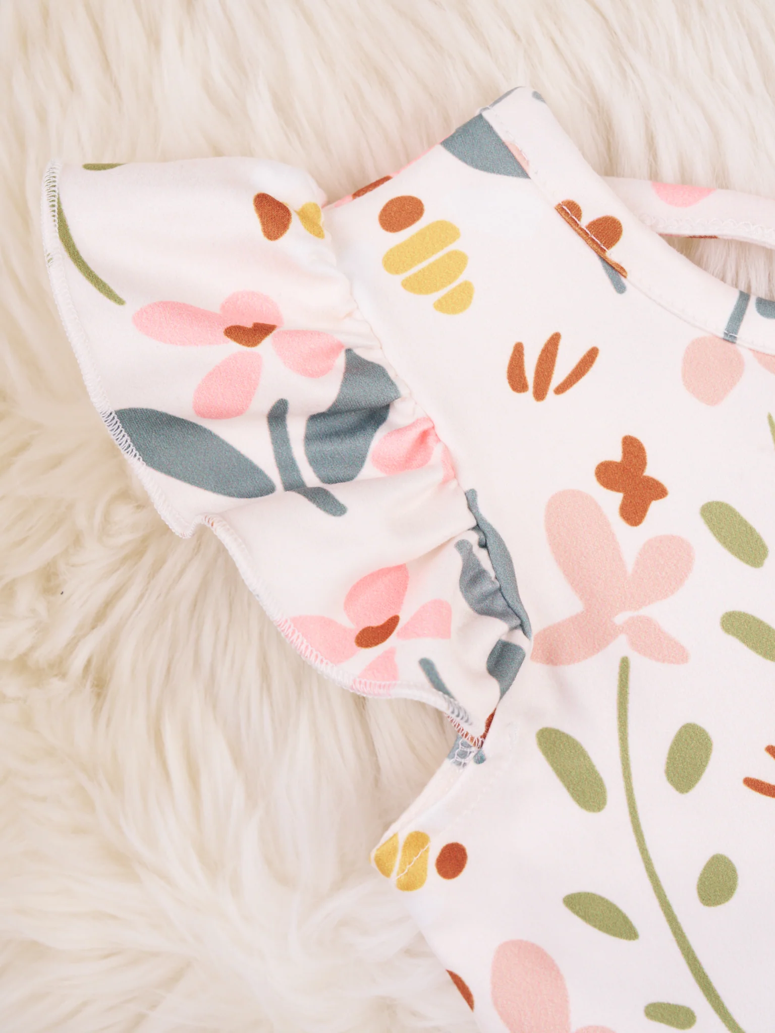 Brown & Peach Floral Ruffle Dress - Image 3