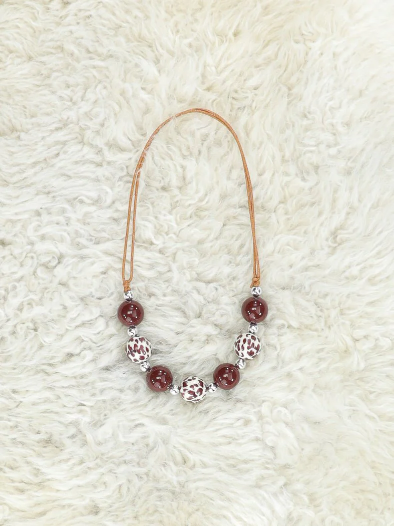 Brown Cheetah Adjustable Bubblegum Necklace