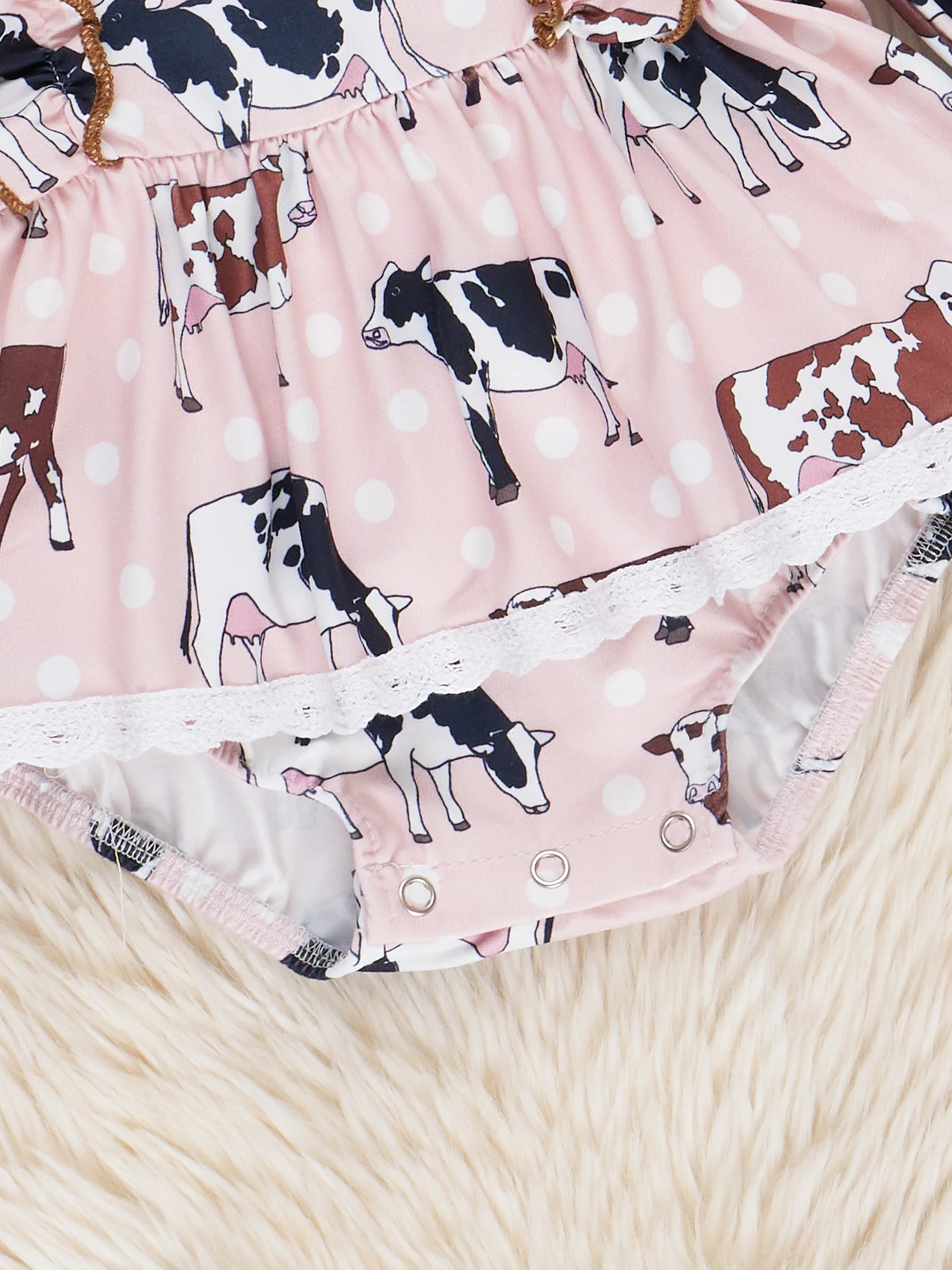 Brown Cow Ruffle Bubble Romper - Image 2