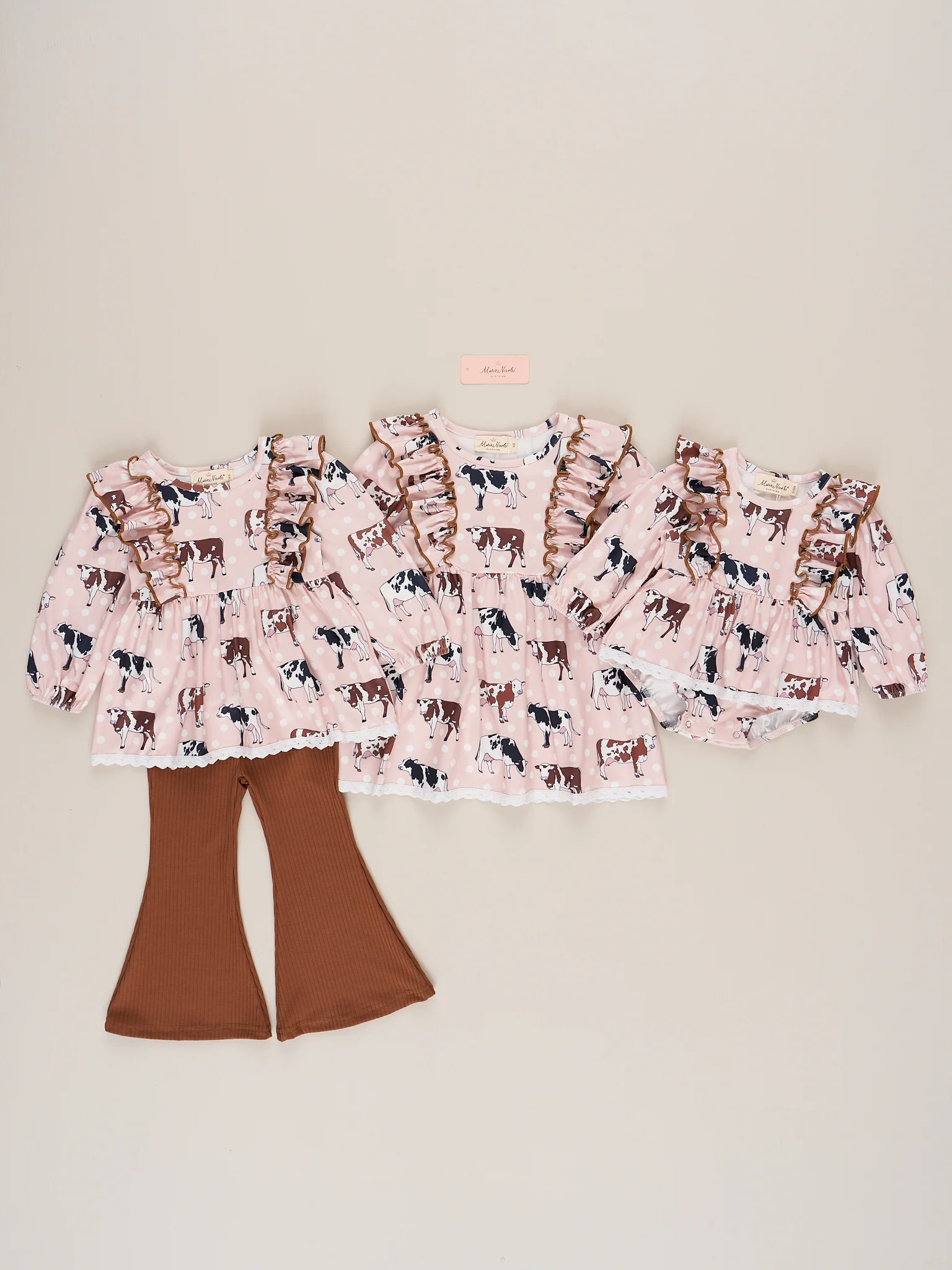 Brown Cow Ruffle Bubble Romper - Image 3
