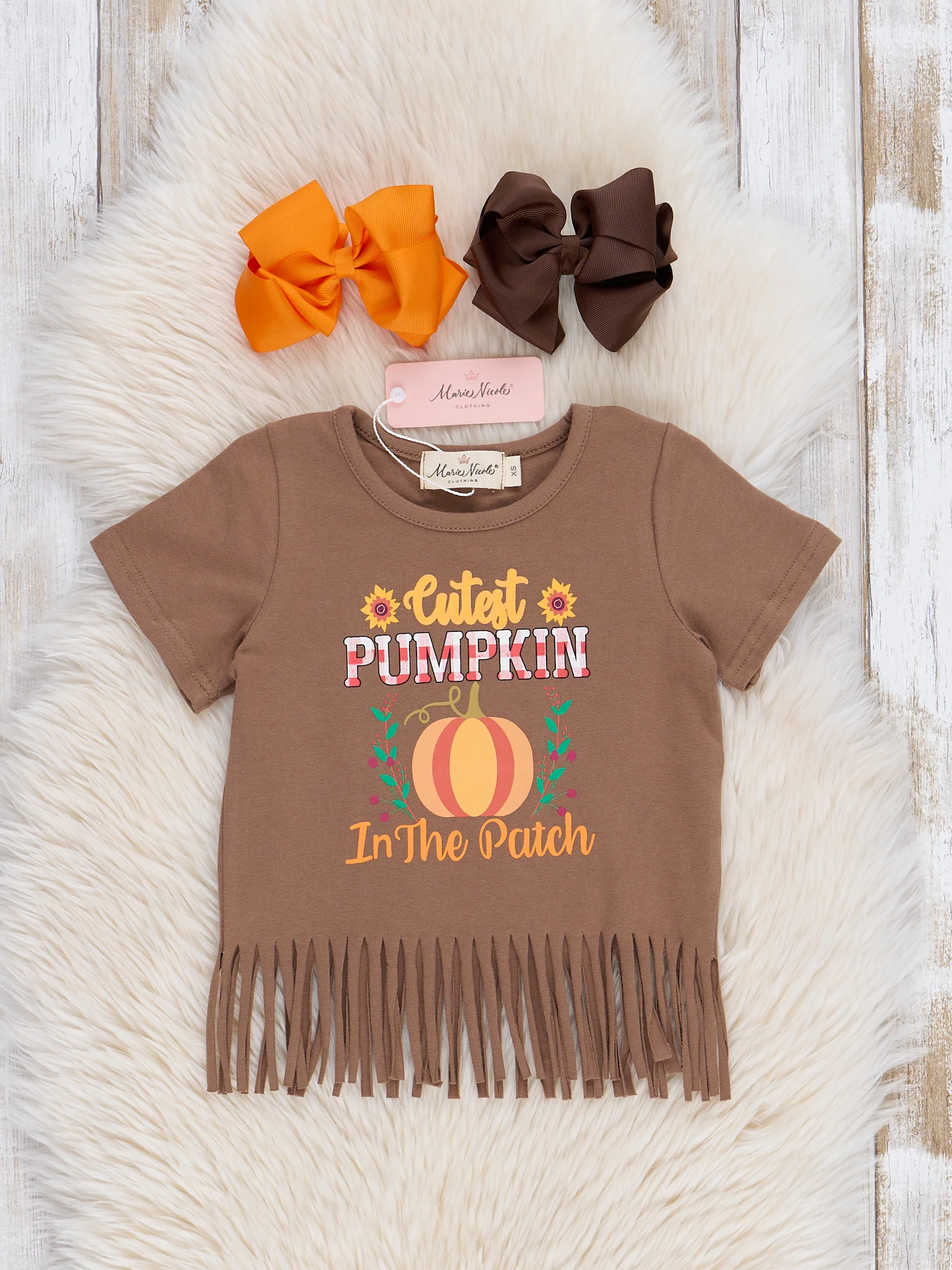 Brown Cutest Pumpkin Fringe Top