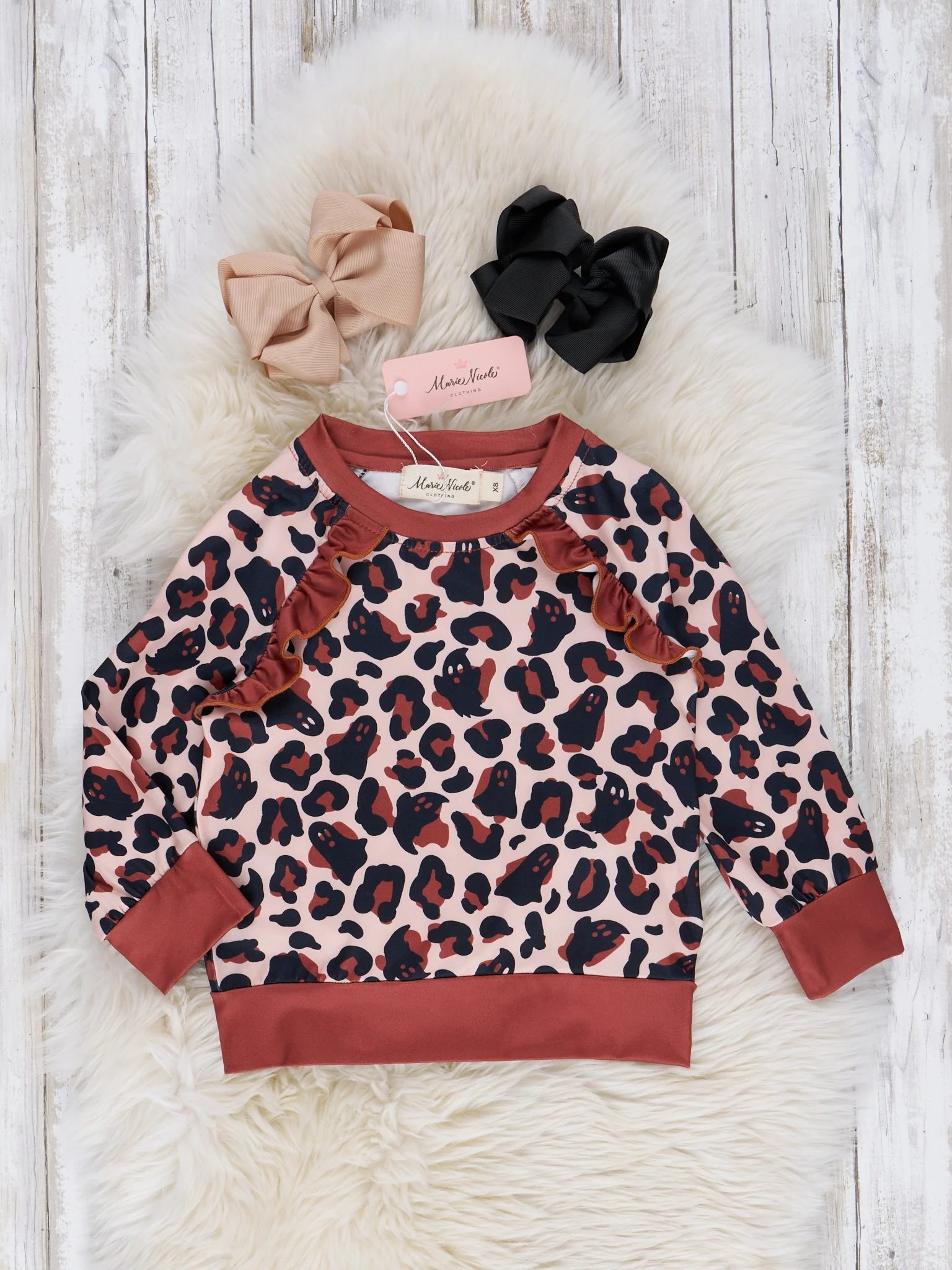 Brown Faux Leather Ghost Leopard Print Outfit - Image 3
