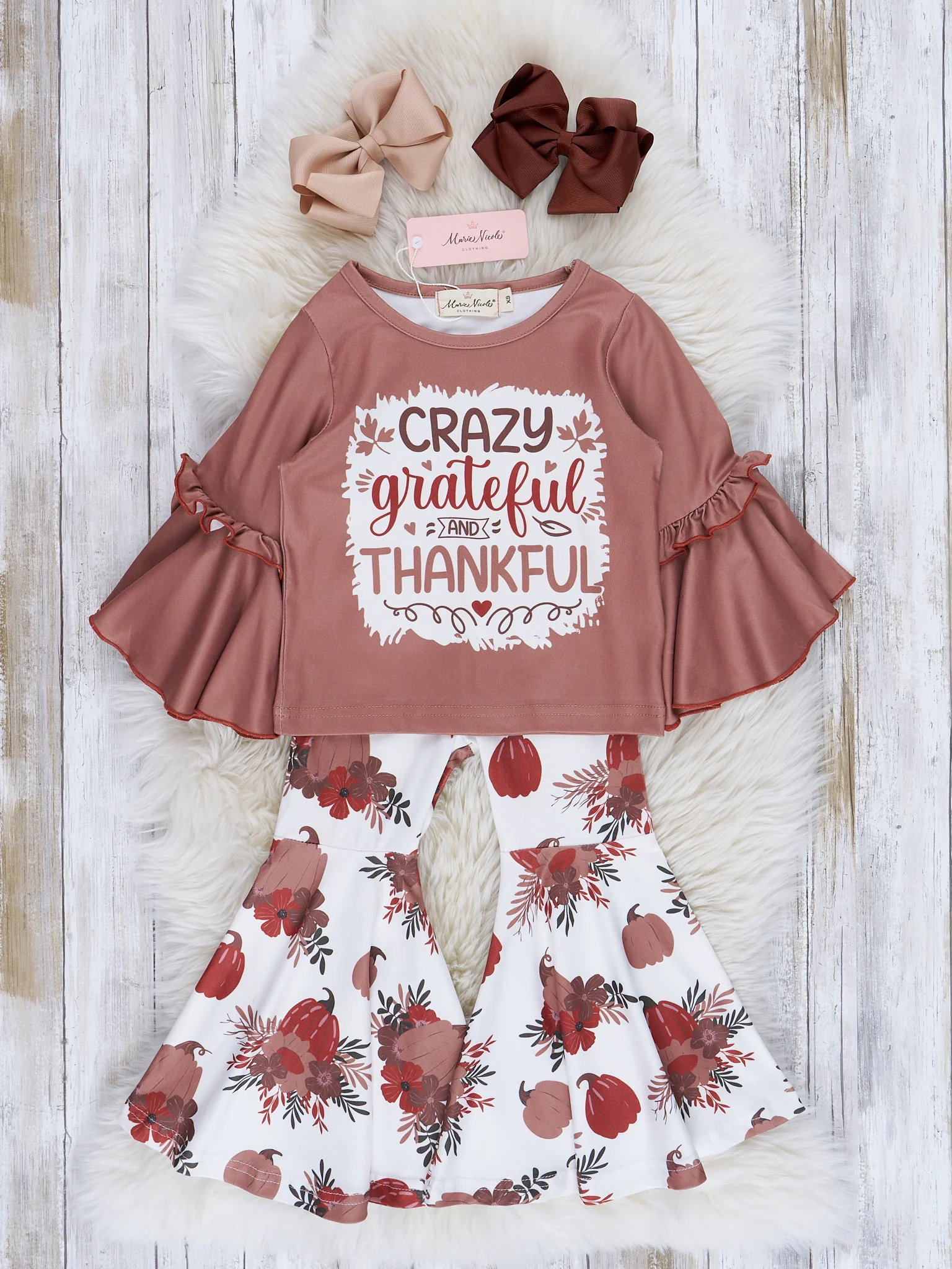 Brown Harvest "Grateful" Bell Sleeve Outfit
