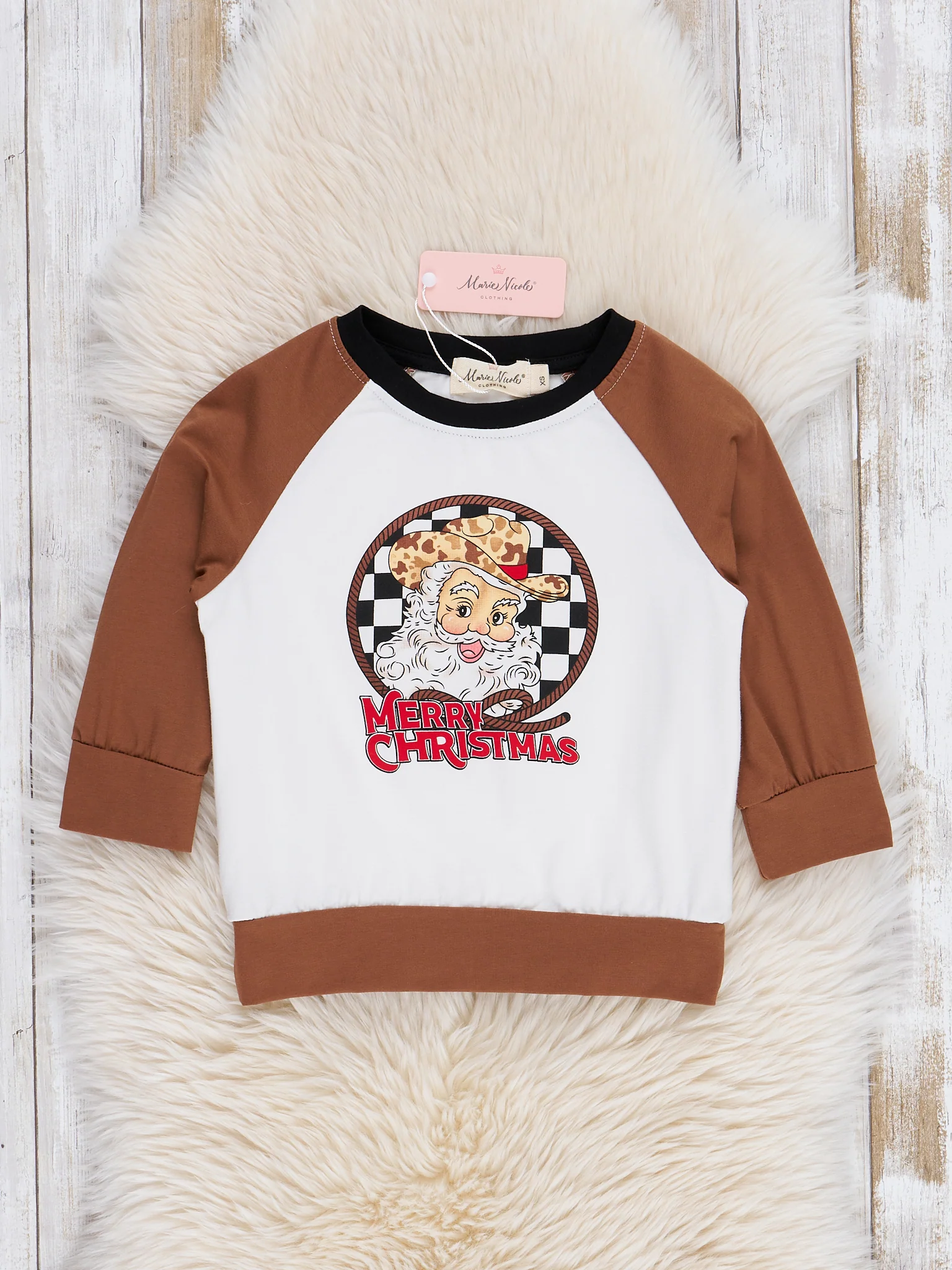 Brown "Merry Christmas" Raglan Shirt