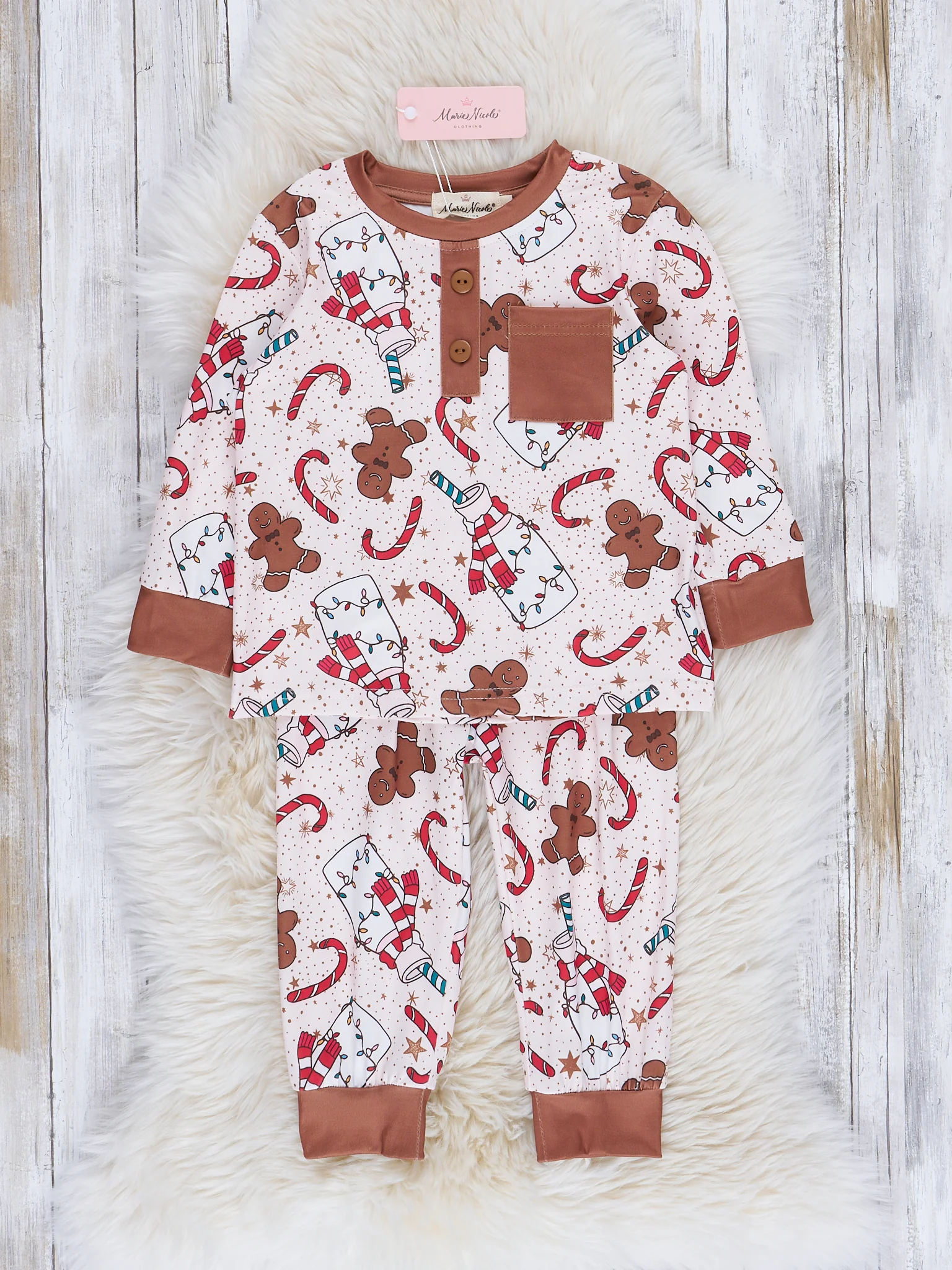 Brown Milk & Gingerbread Cookies Pajamas - Boys & Girls - Image 2