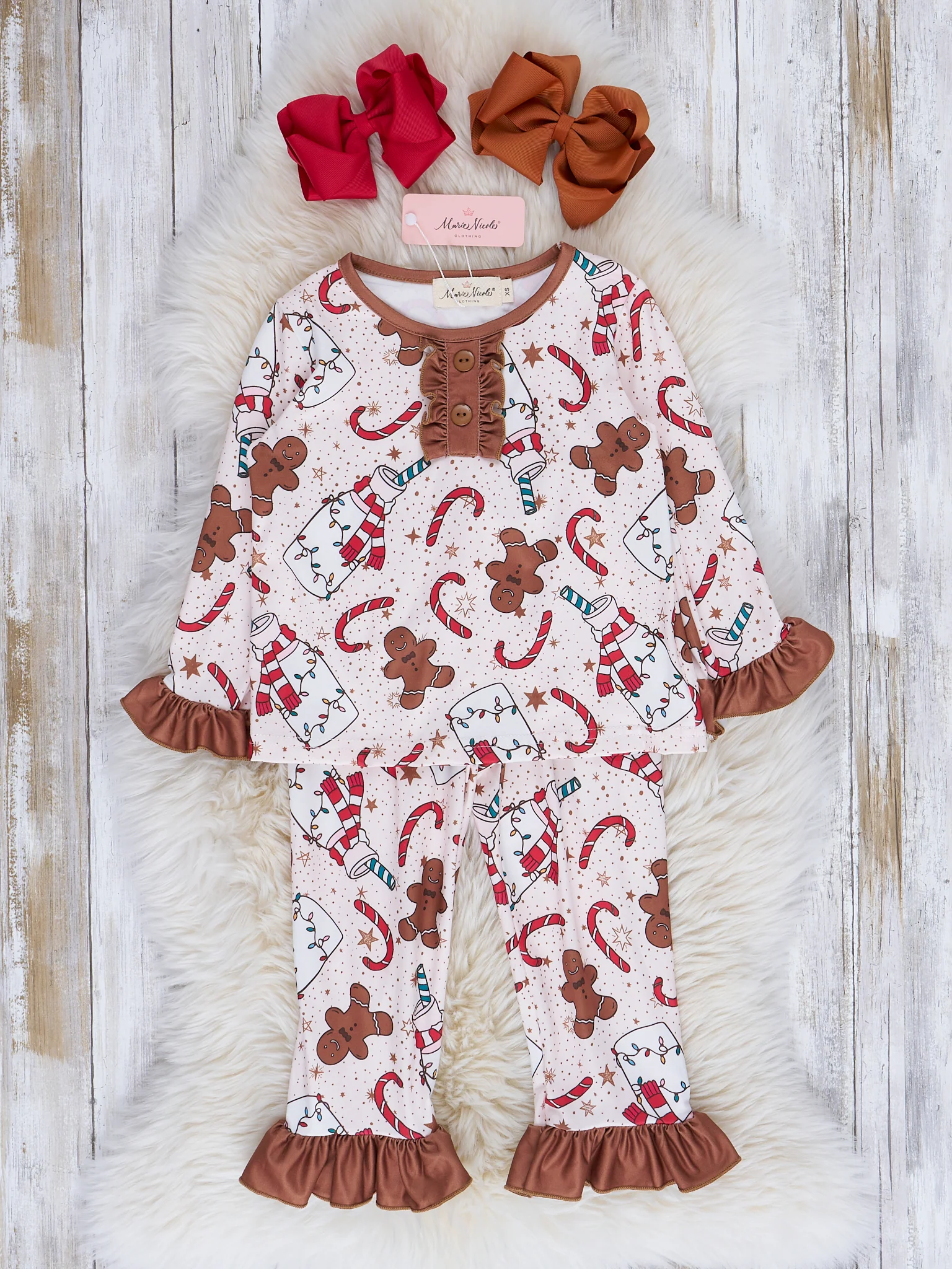 Brown Milk & Gingerbread Cookies Pajamas - Boys & Girls - Image 4