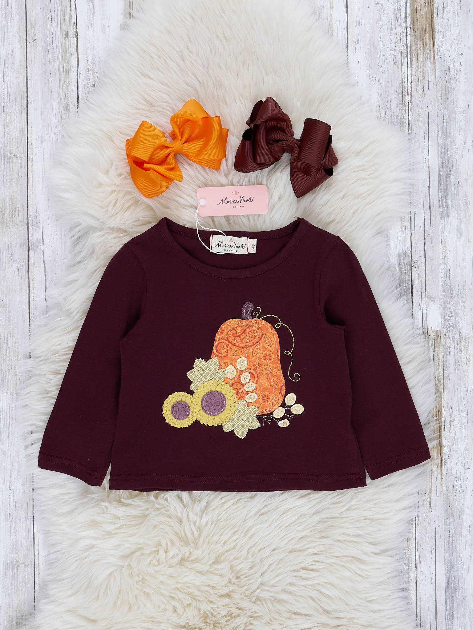 Brown & Orange Embroidered Gourd Outfit w/ Skirt - Image 3