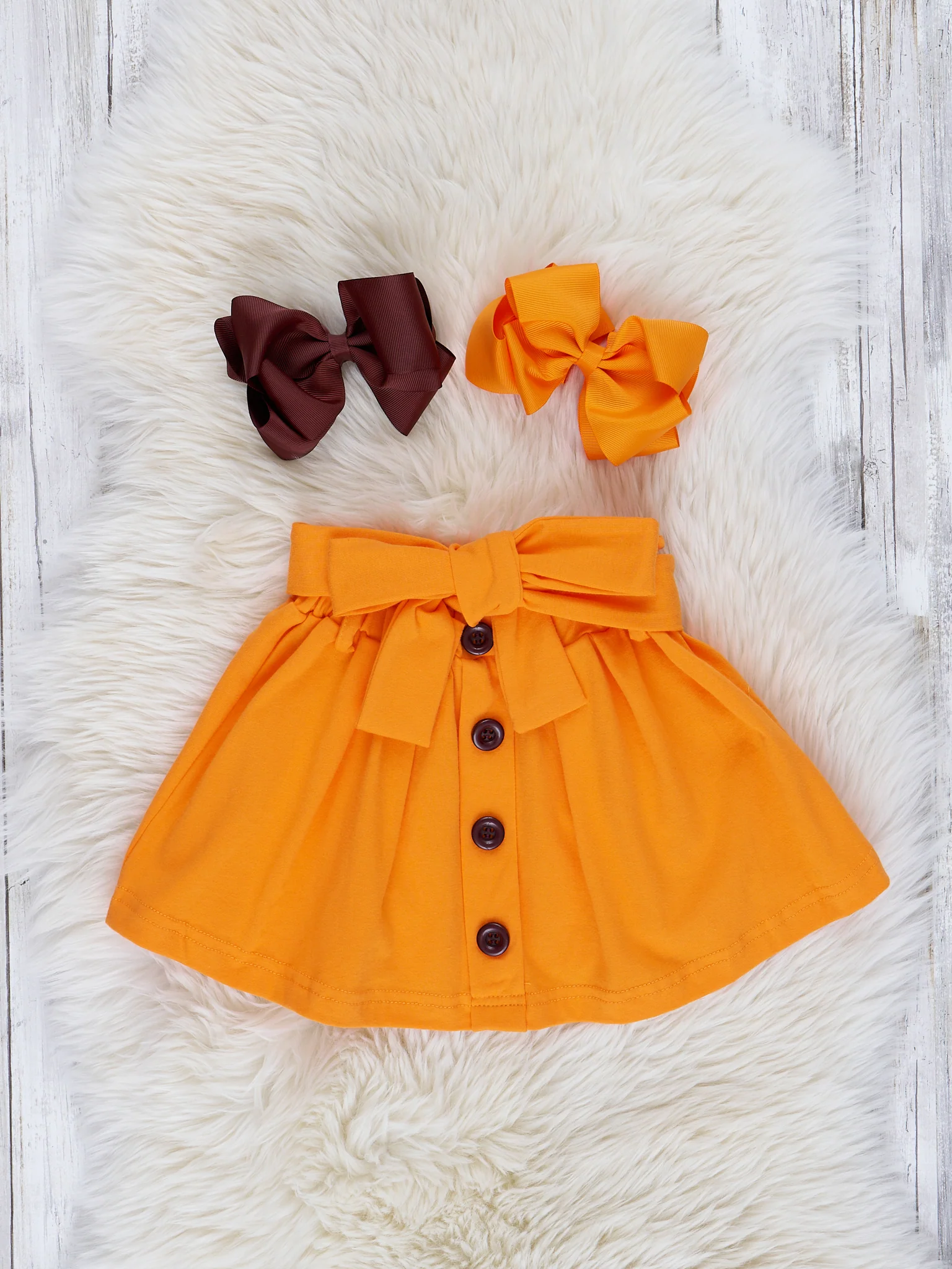 Brown & Orange Embroidered Gourd Outfit w/ Skirt - Image 4