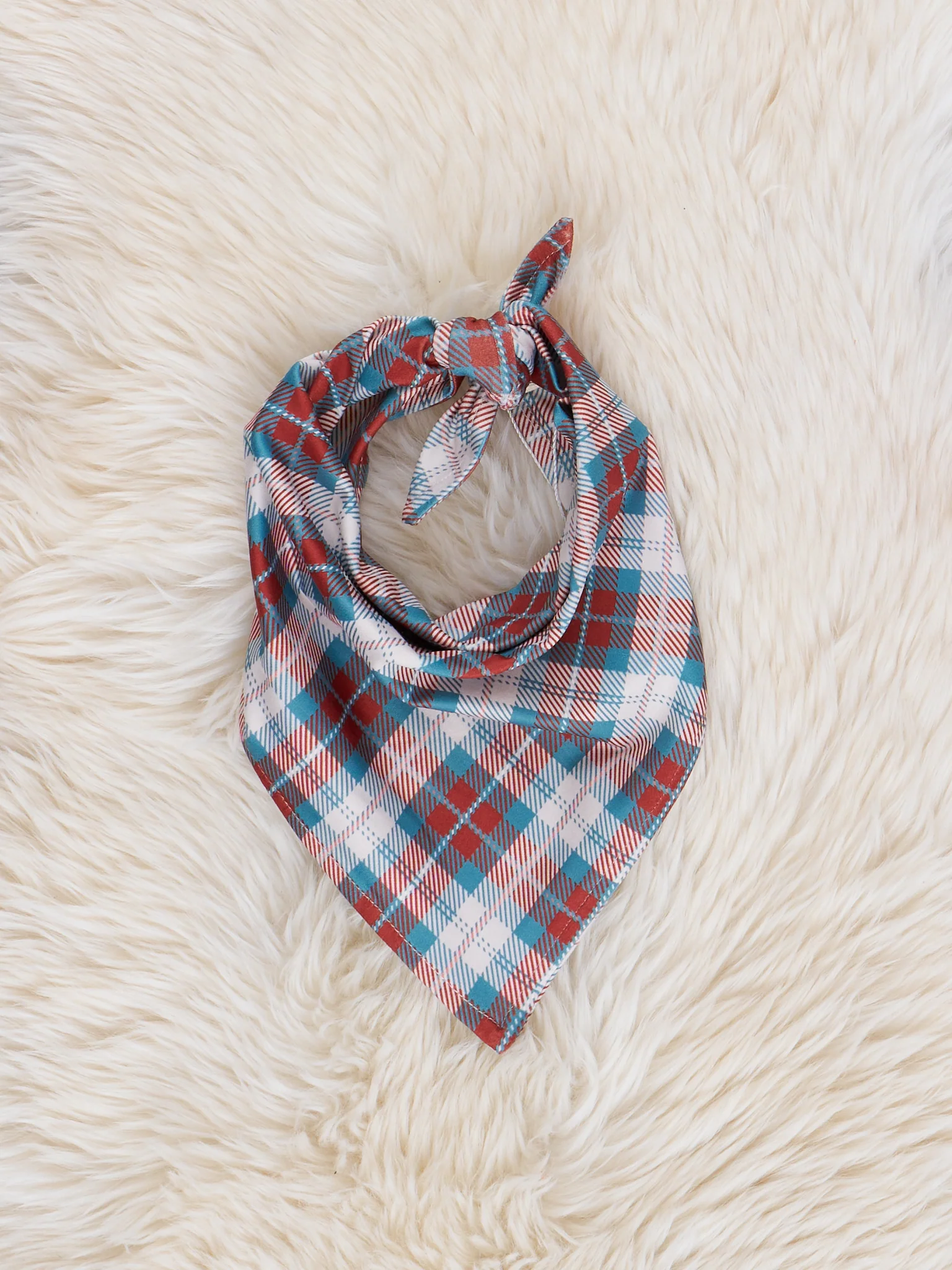 Brown & Turquoise Plaid Dog Bandana