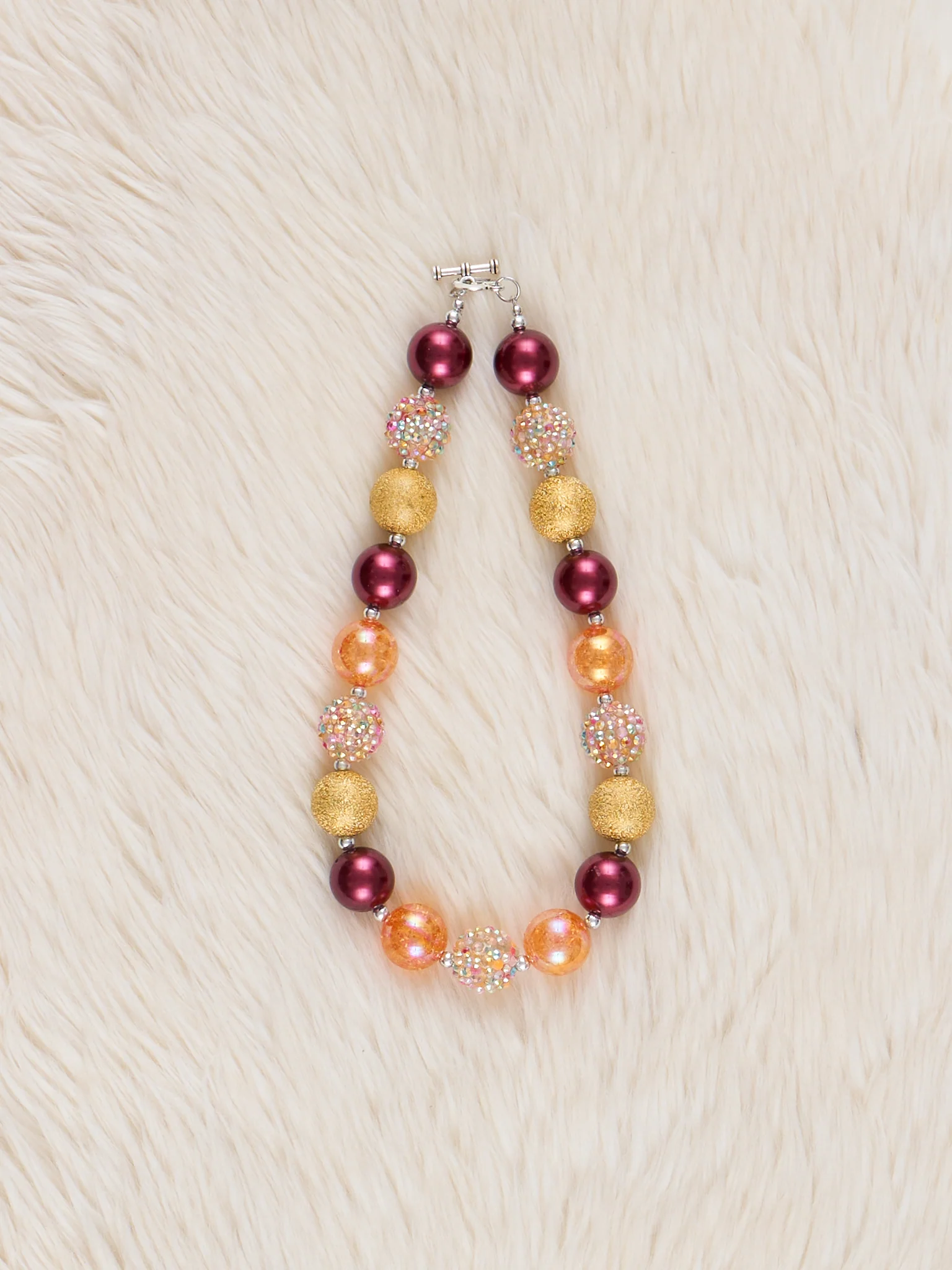 Brown & Yellow Sparkle Bubblegum Necklace