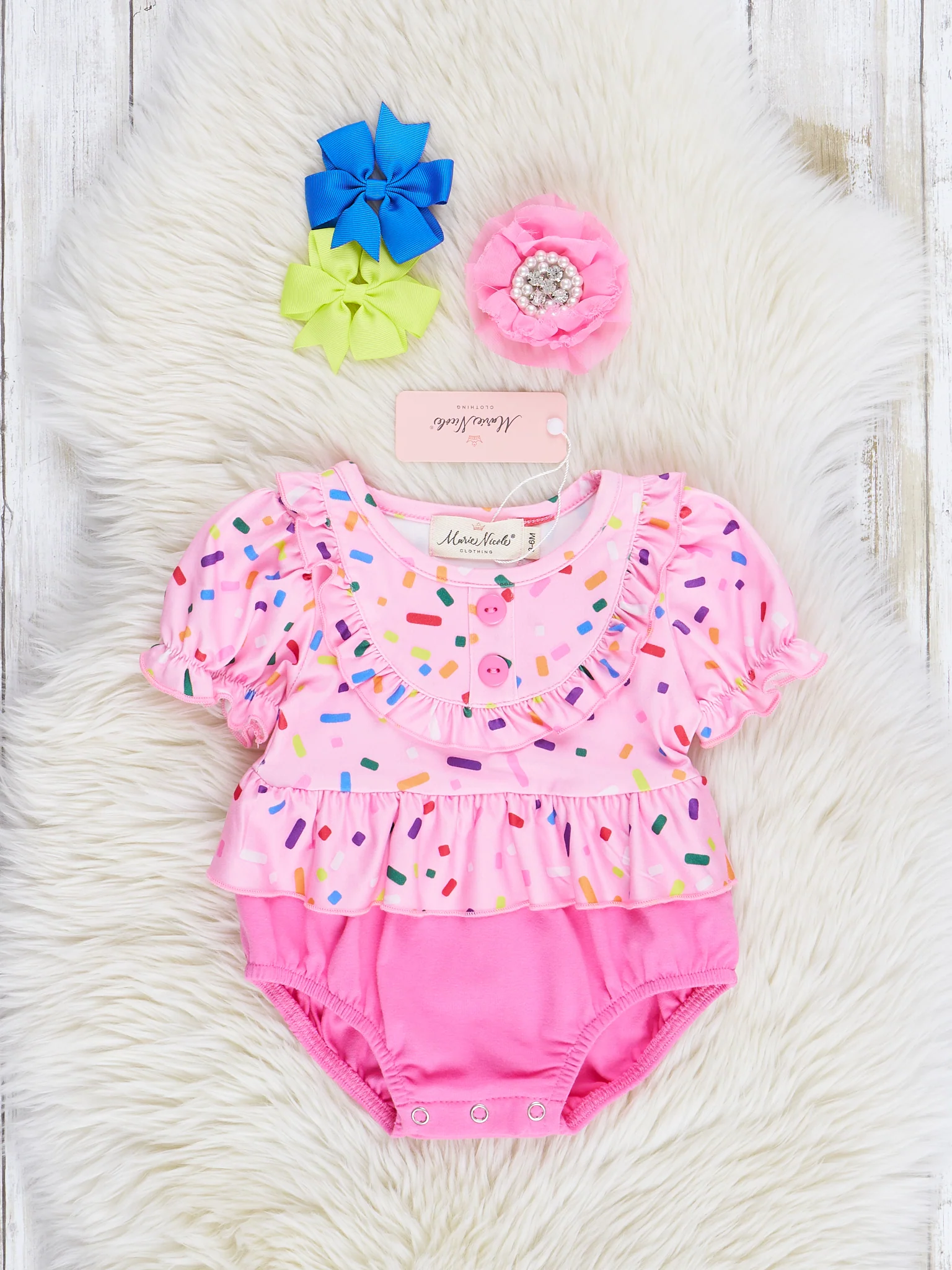 Bubblegum Sprinkles Ruffle Bubble Romper