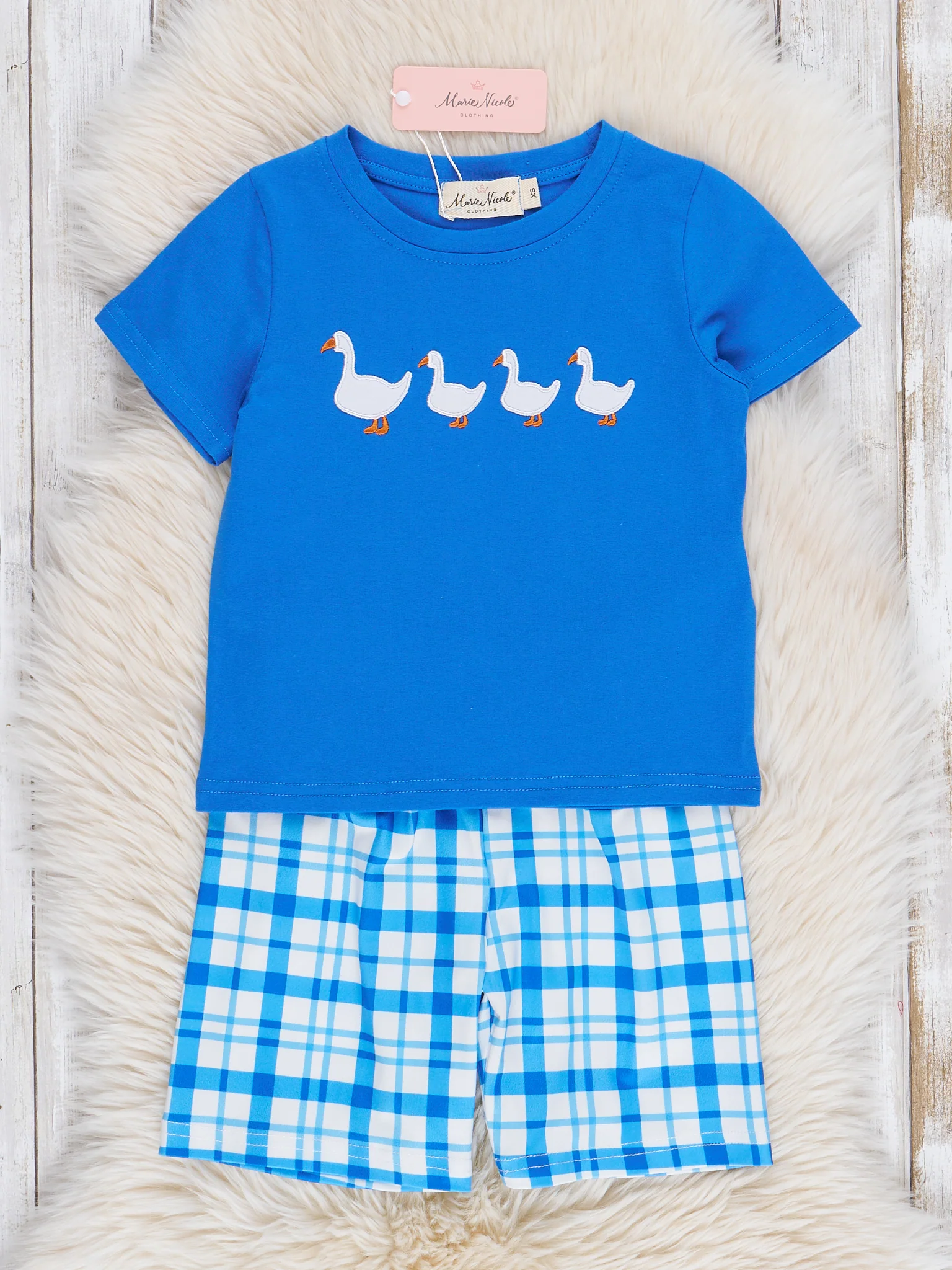 Blue Embroidered Duckies Outfit