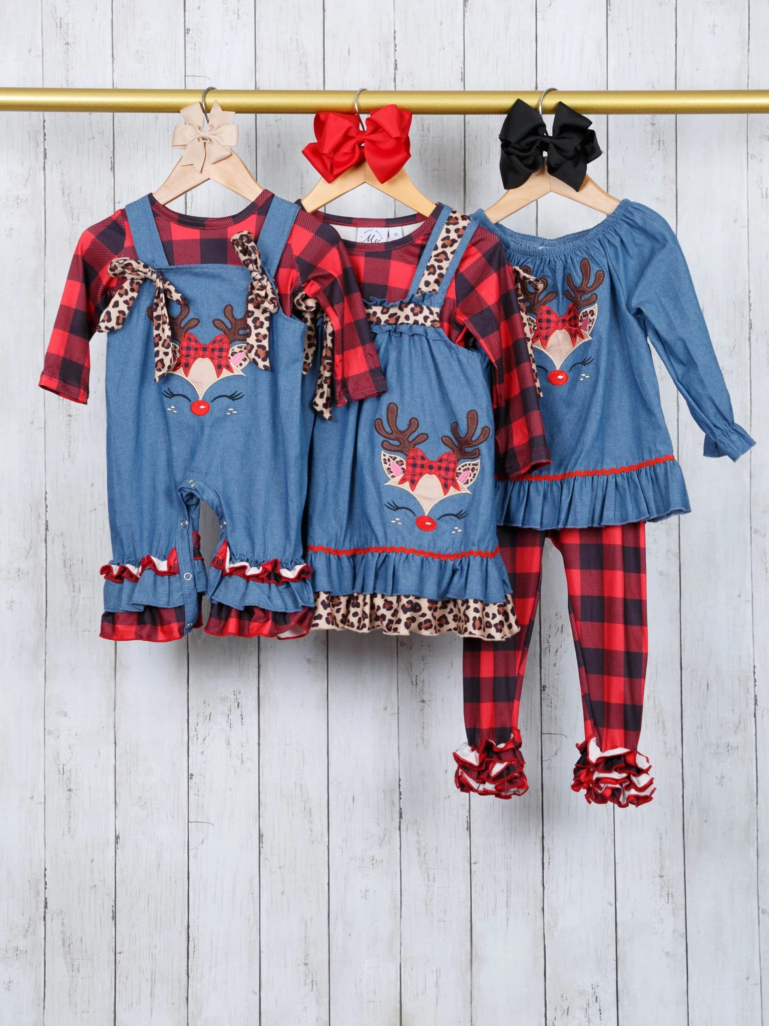 Buffalo Plaid & Leopard Reindeer Dress - Image 4
