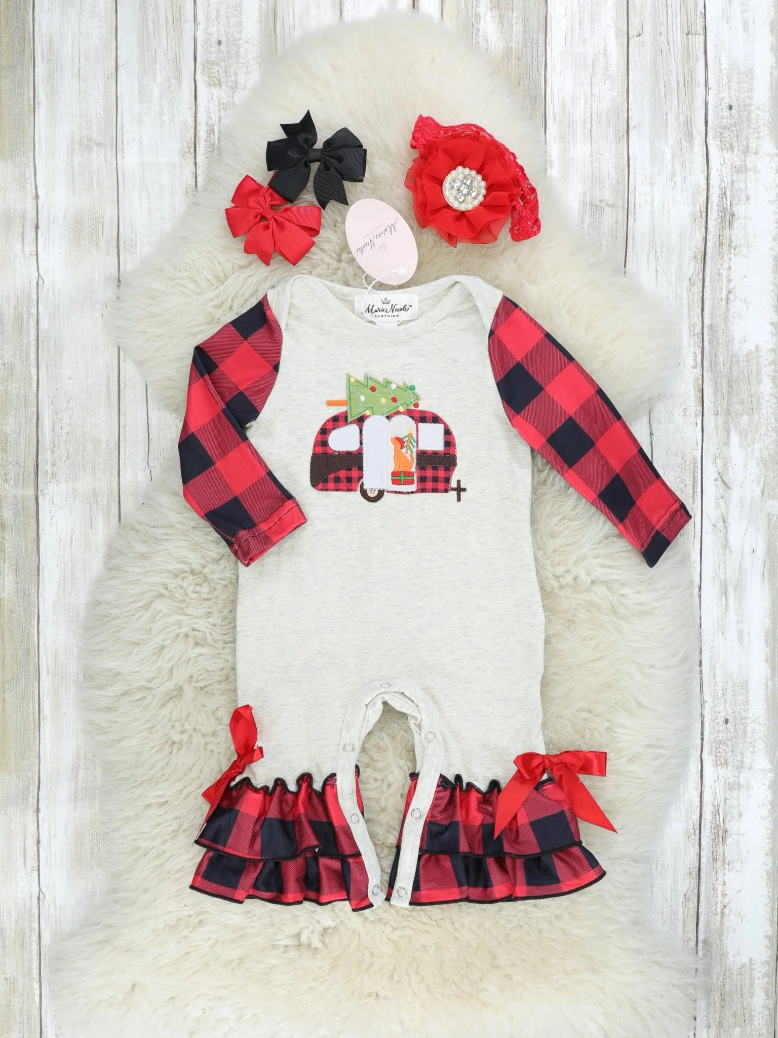 Buffalo Plaid Camper Ruffle Romper