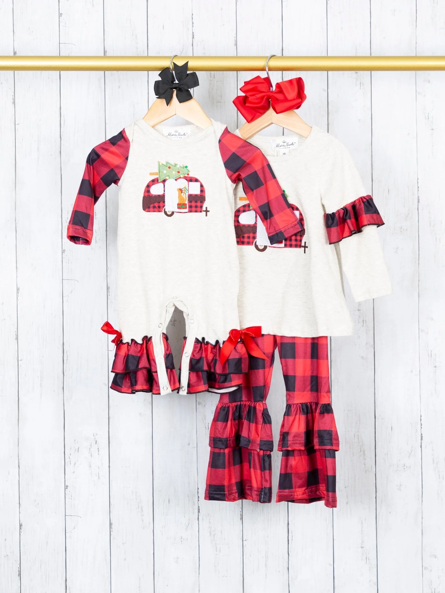 Buffalo Plaid Camper Ruffle Romper - Image 3