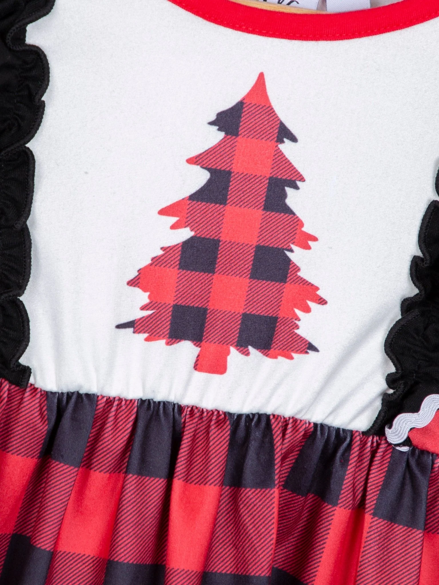 Buffalo Plaid Christmas Tree Ruffle Dress - Image 3