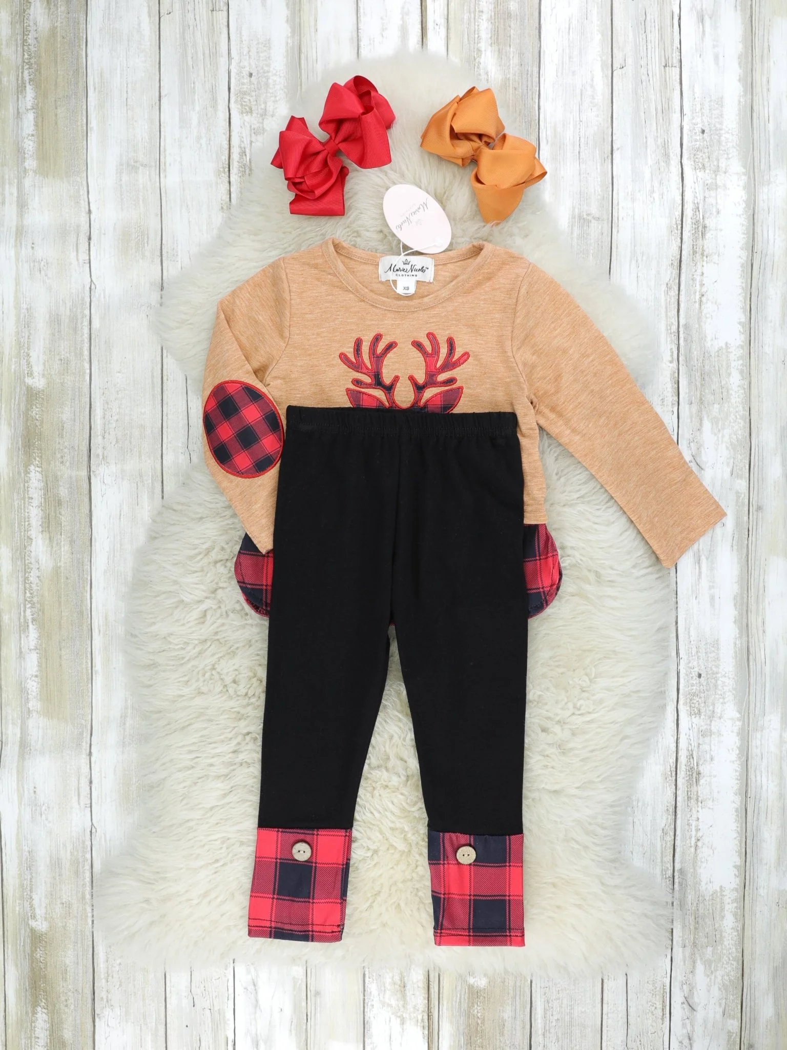 Buffalo Plaid Reindeer Outfit - Image 2