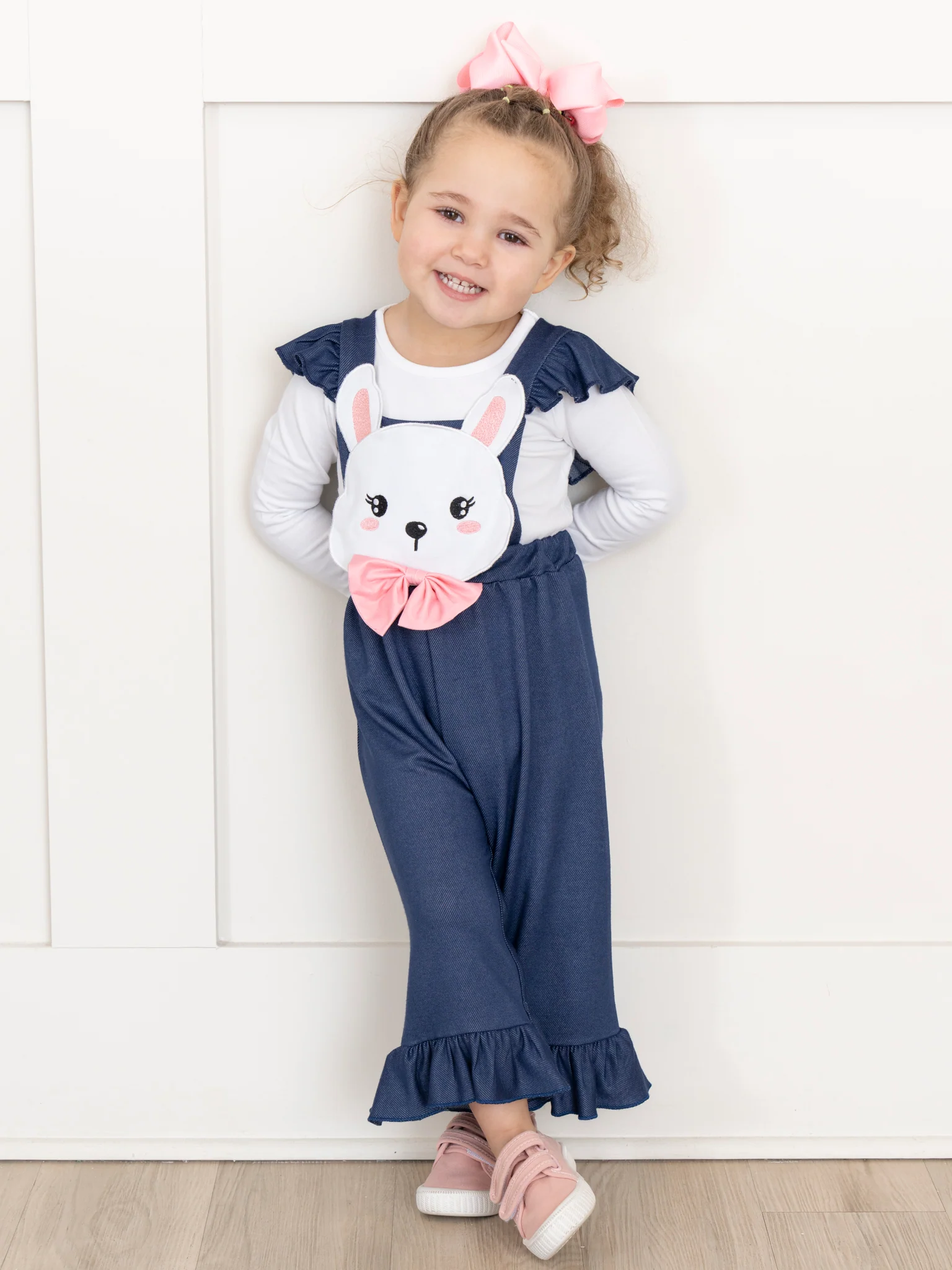 Bunny Chambray Flutter Sleeve Ruffle Jumpsuit