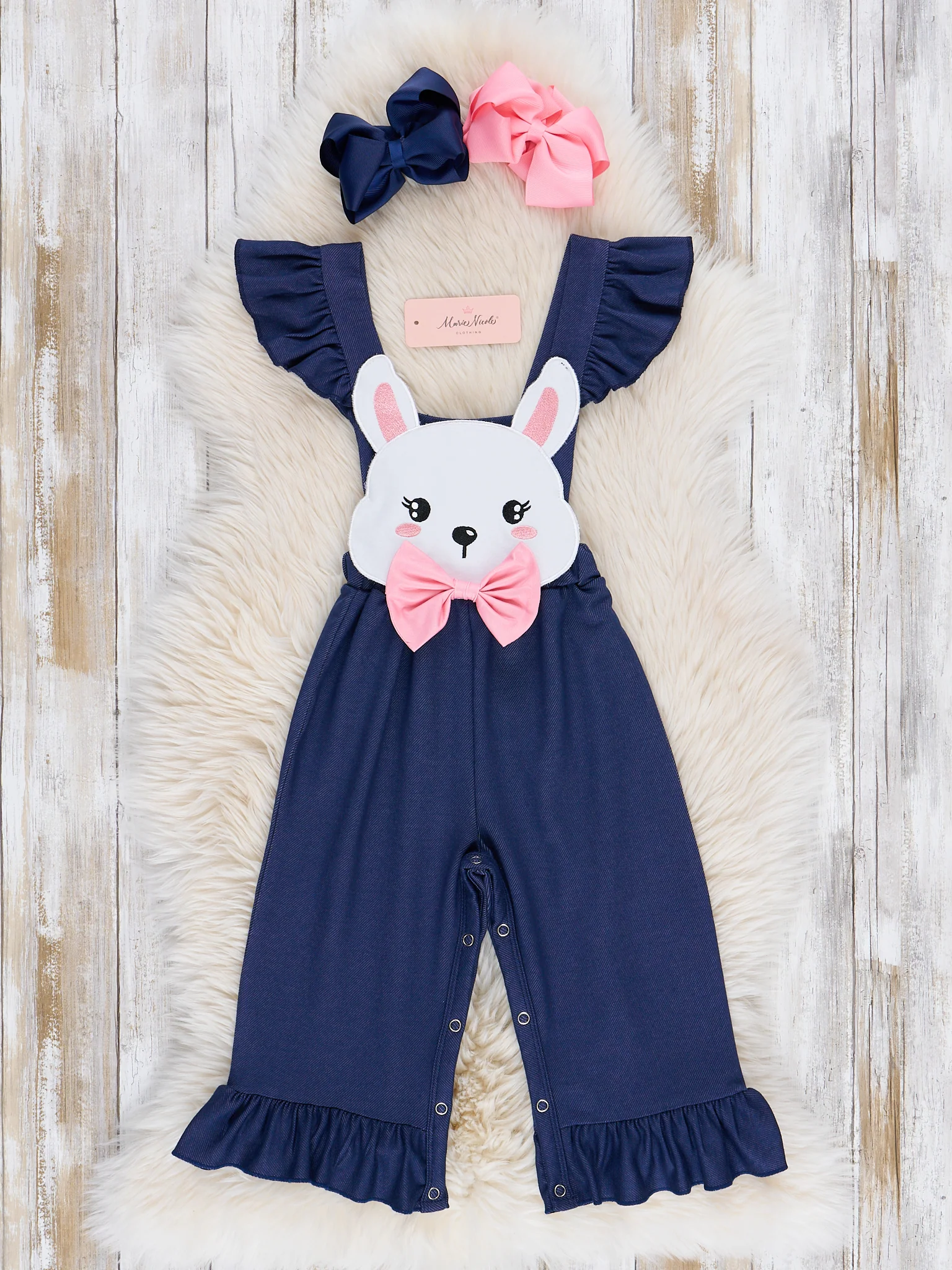 Bunny Chambray Flutter Sleeve Ruffle Jumpsuit - Image 2